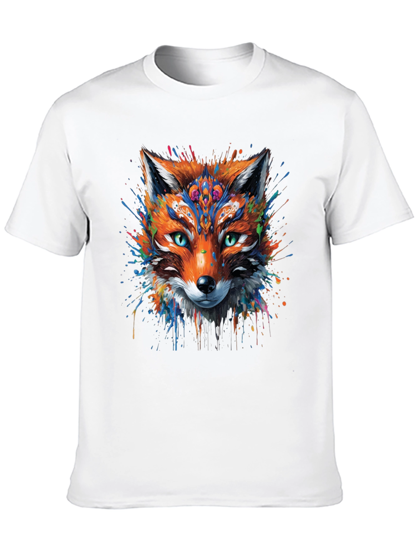Black Abstract Fox Graphic Black T-Shirt view 10