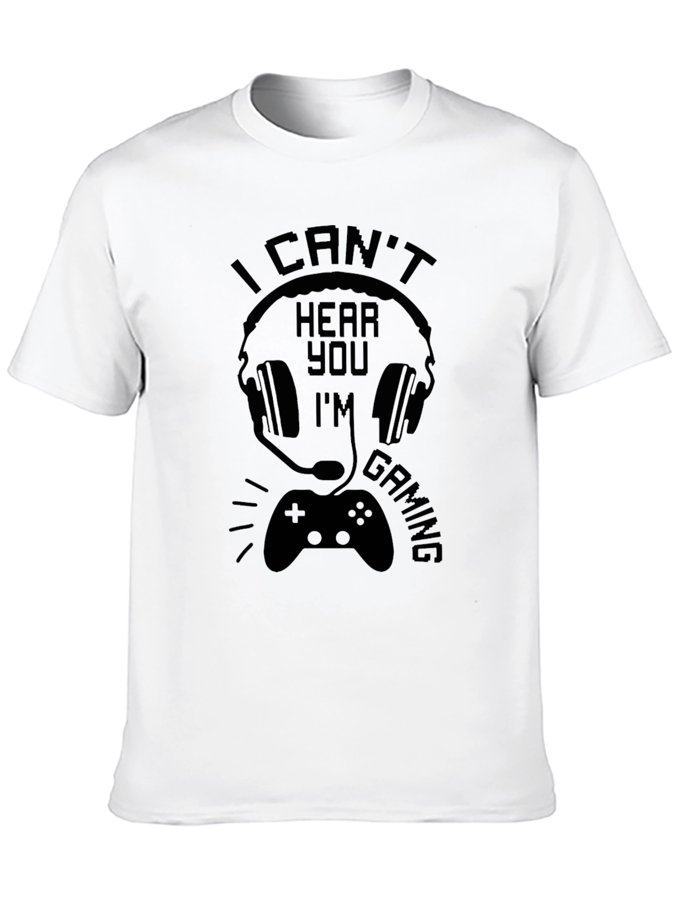 Black I Can't Hear You I'm Gaming Black T-Shirt view 10
