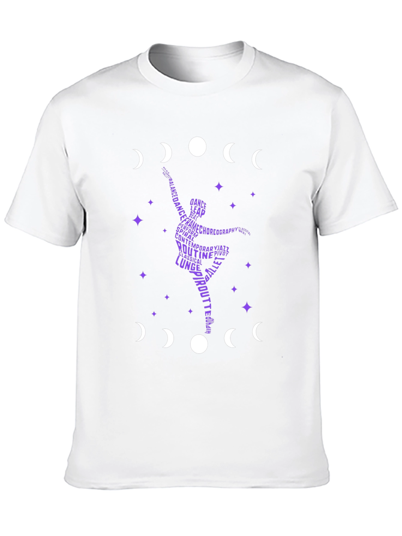 Black Dance Silhouette T-Shirt - Moon Phase Design view 10