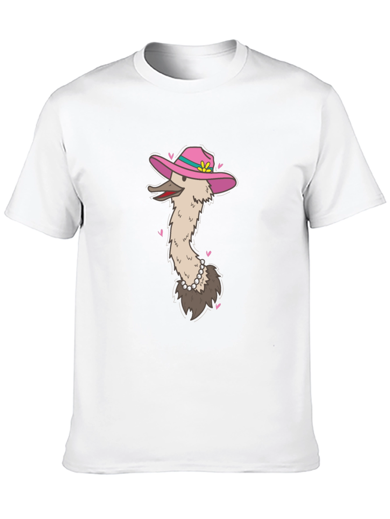 Black Ostrich in Hat Graphic Tee - Black Cotton T-Shirt view 10