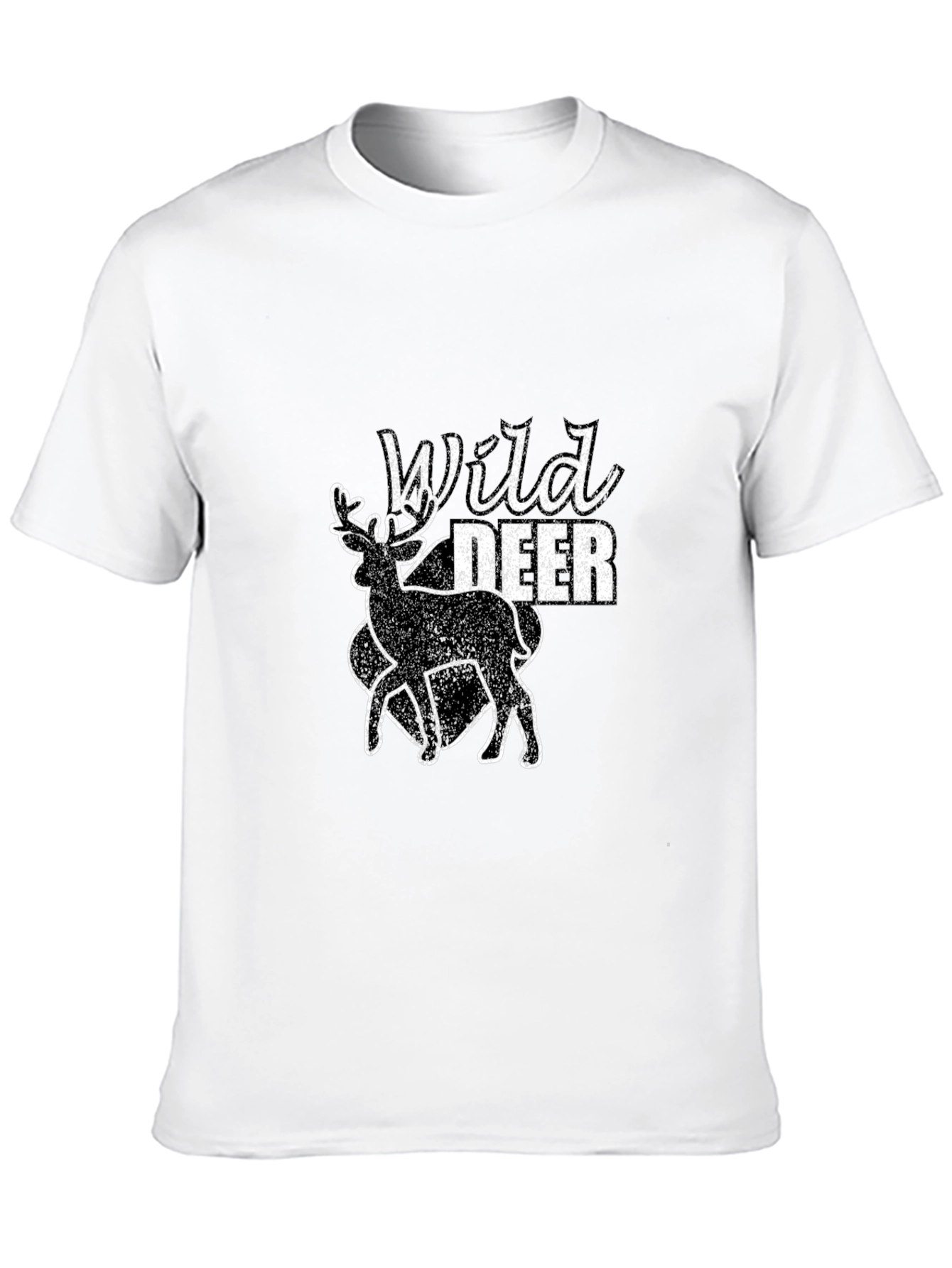 Black Wild Deer Graphic Black T-Shirt view 10