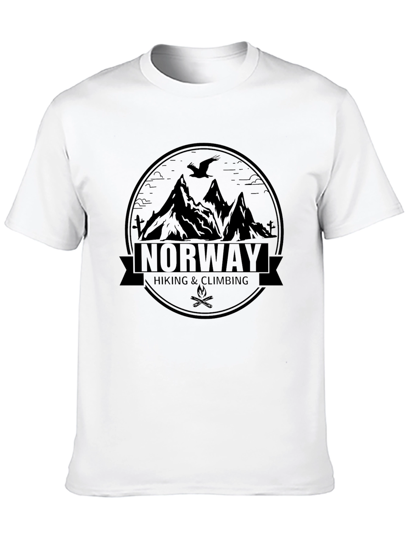 Black Norway Hiking Climbing Graphic Black T-Shirt view 10