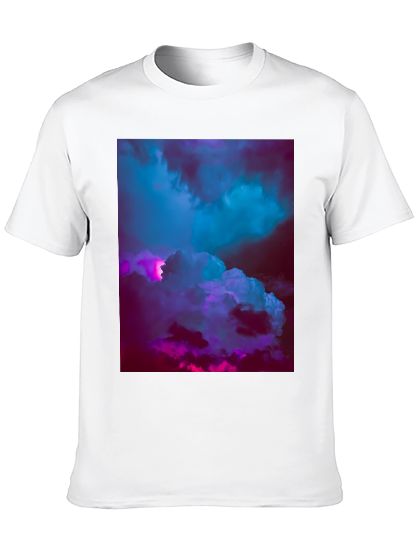 Black Vaporwave Clouds Graphic Tee - Black Cotton T-Shirt view 10