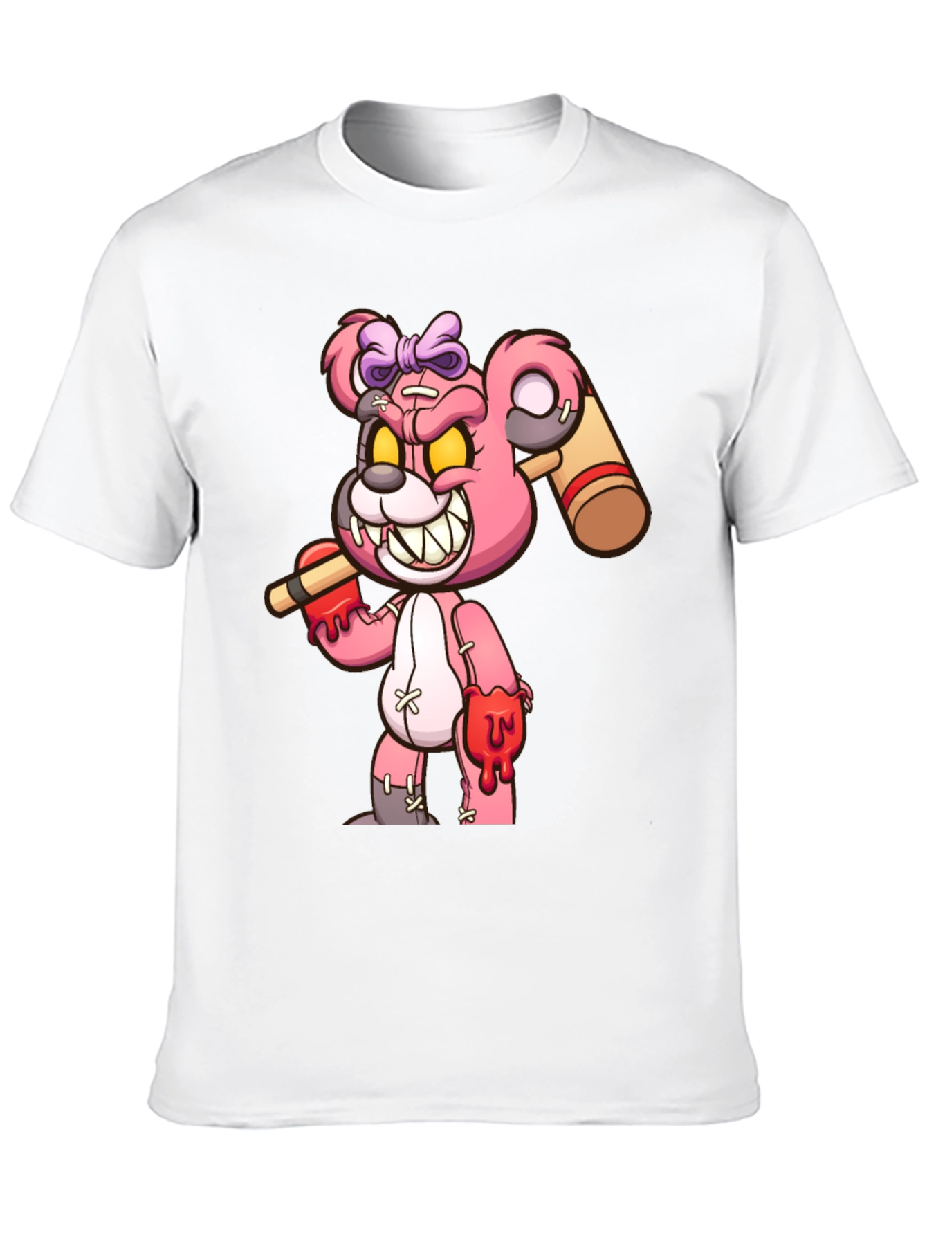 Black Scary Bloody Teddy Bear Graphic T-Shirt view 10