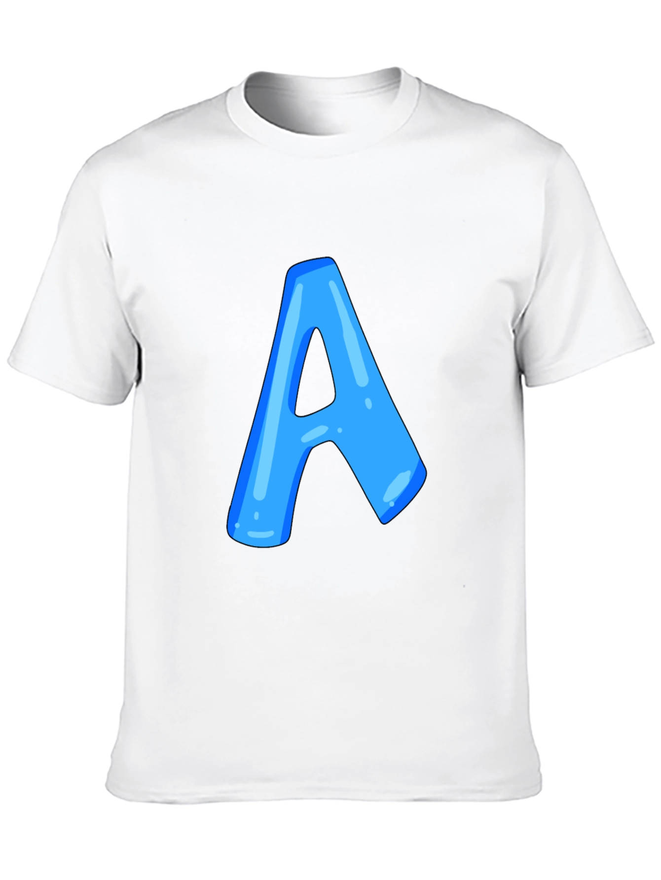Black Men's Black T-Shirt with Blue Letter "A" Design view 10