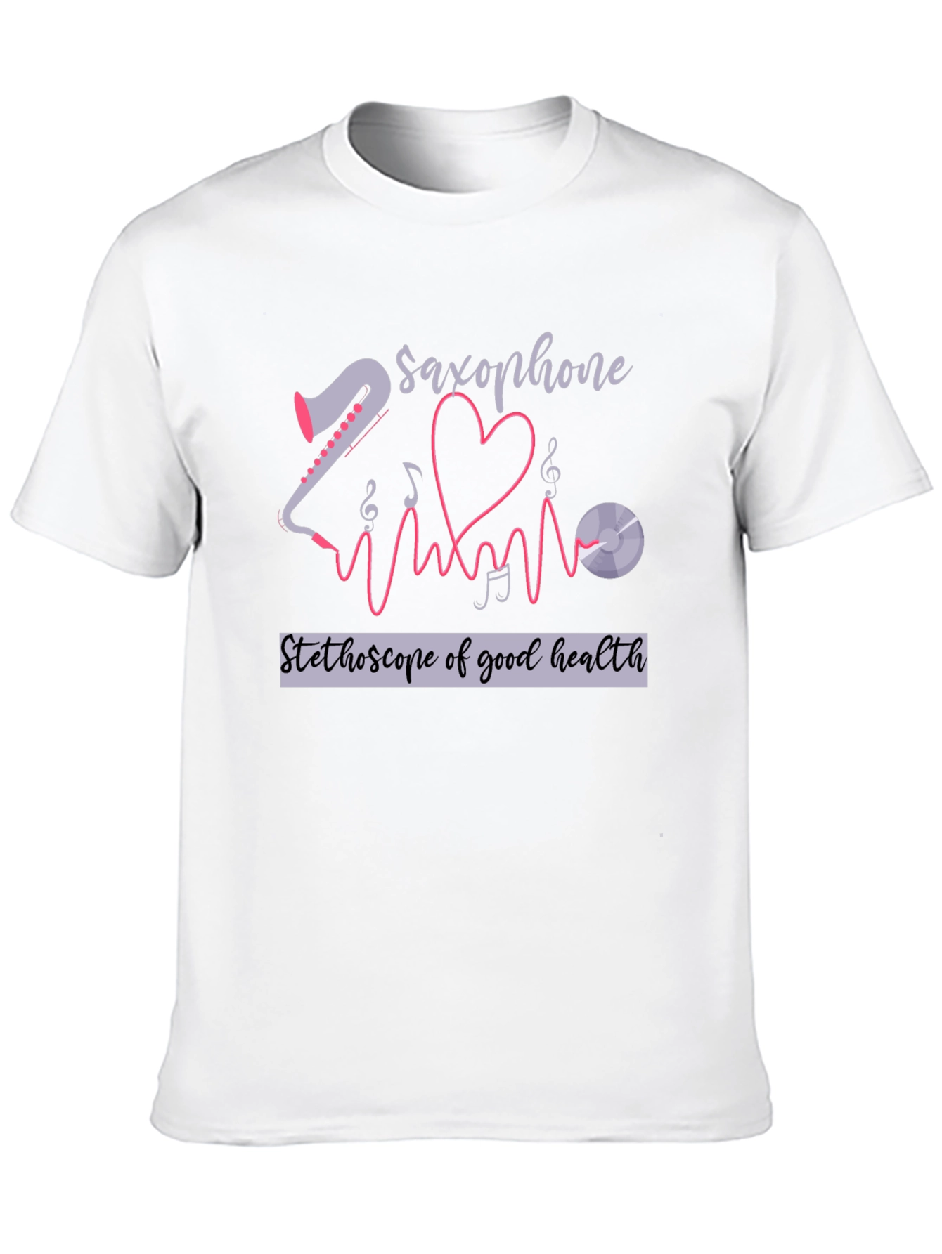 Black Saxophone Stethoscope Health T-Shirt view 10