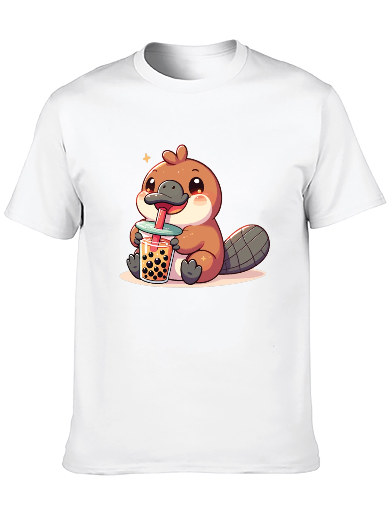 Black Cute Beaver Boba Tea Graphic Tee view 10