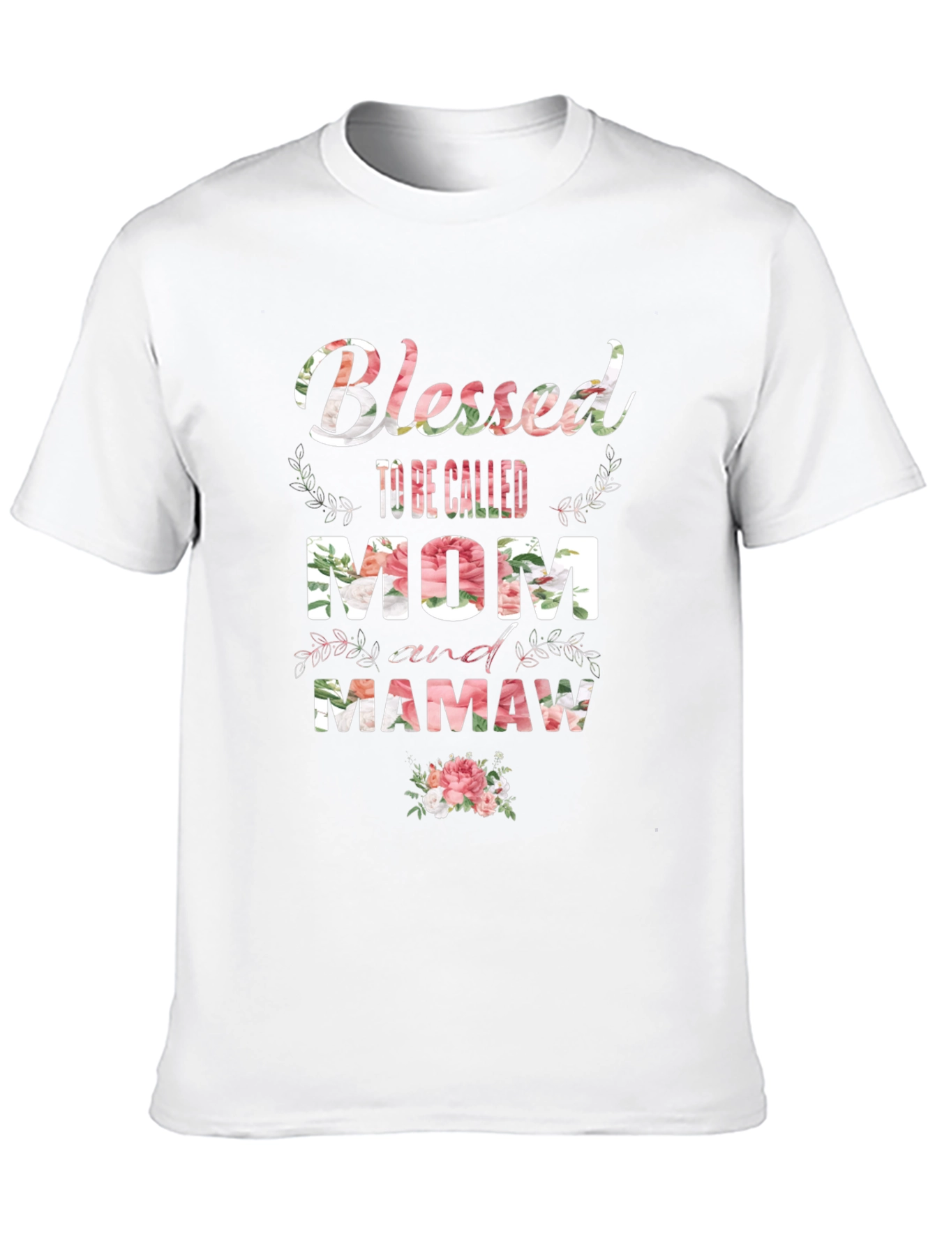 Black Blessed Mom and Mamaw Floral T-Shirt view 10