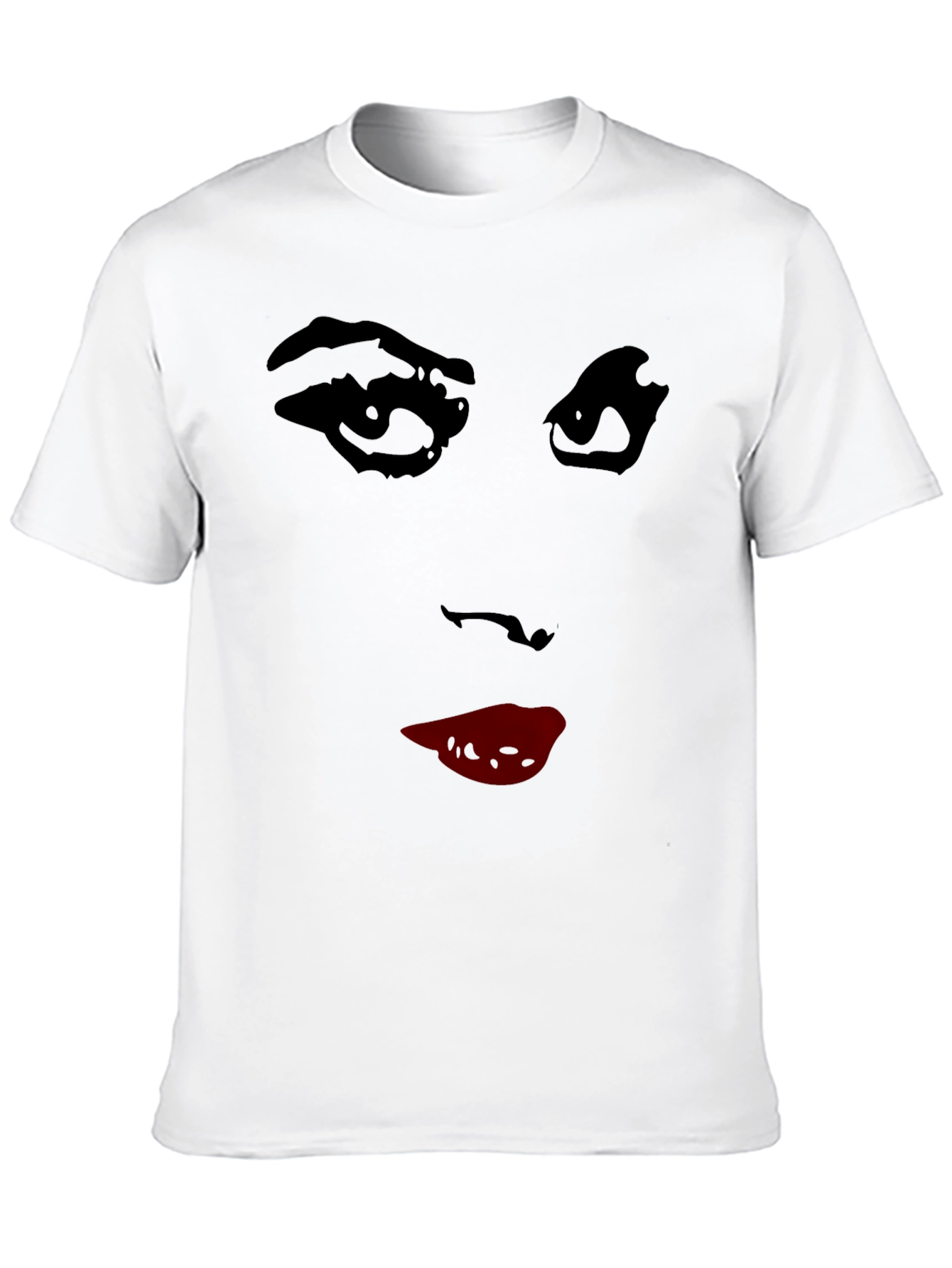 Black Abstract Face Graphic Tee - Stylish Crew Neck T-Shirt view 10