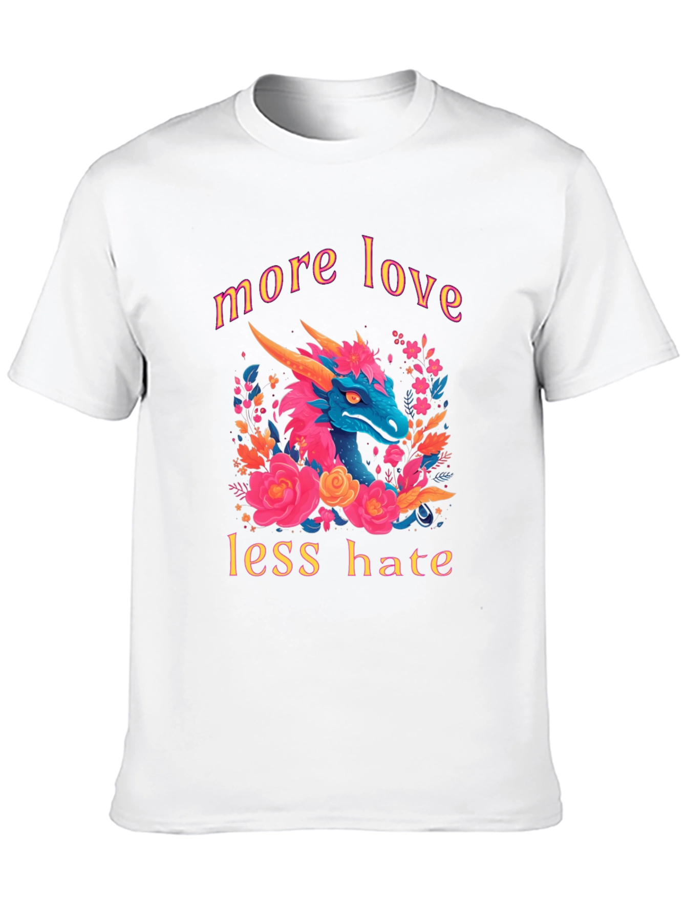Black Dragon Love T-Shirt - More Love Less Hate Graphic Tee view 10