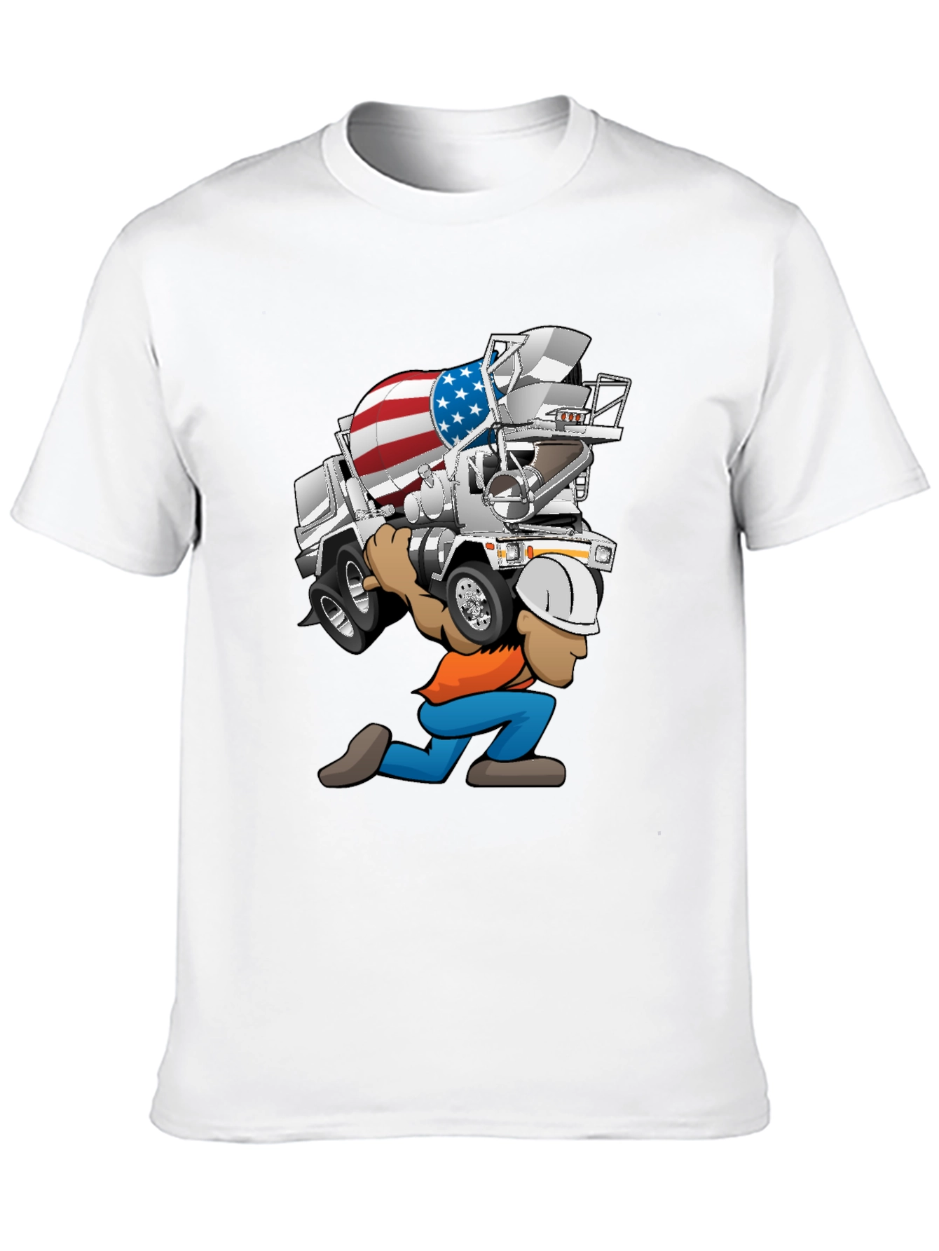 Black USA Cement Truck Cartoon T-Shirt view 10