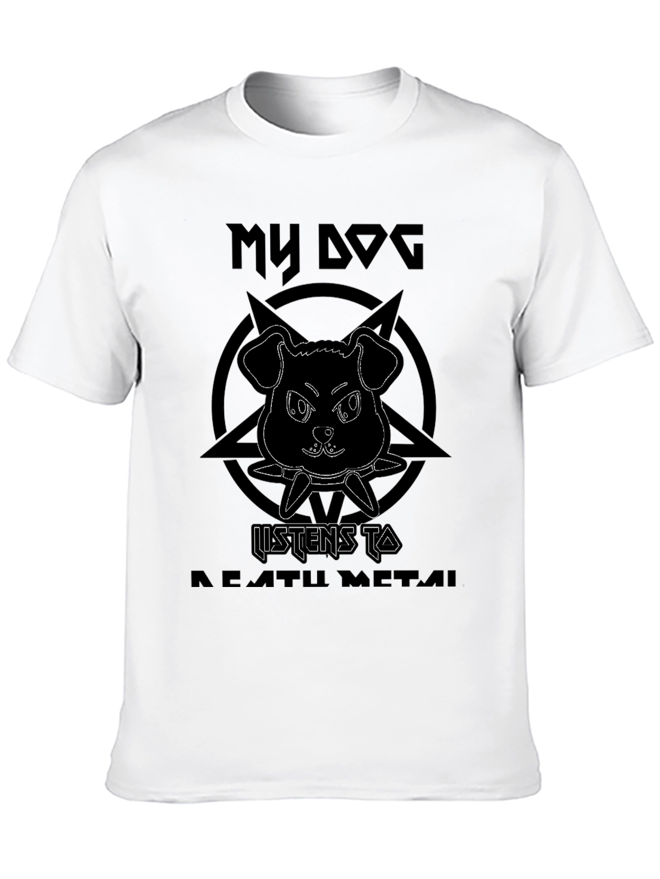 Black My Dog Listens to Death Metal Black Graphic Tee view 10