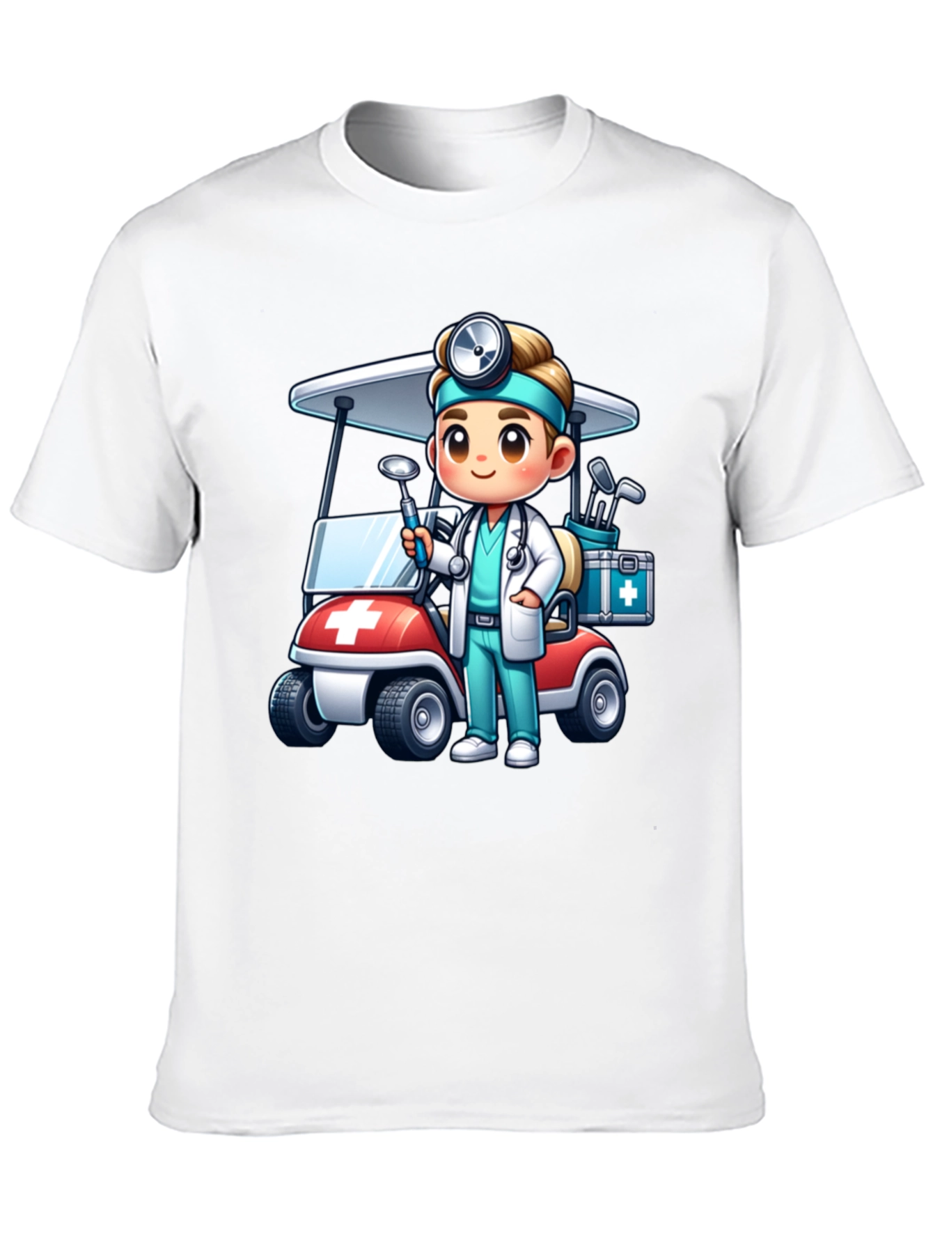 Black Doctor Golf Cart T-Shirt - Novelty Tee view 10