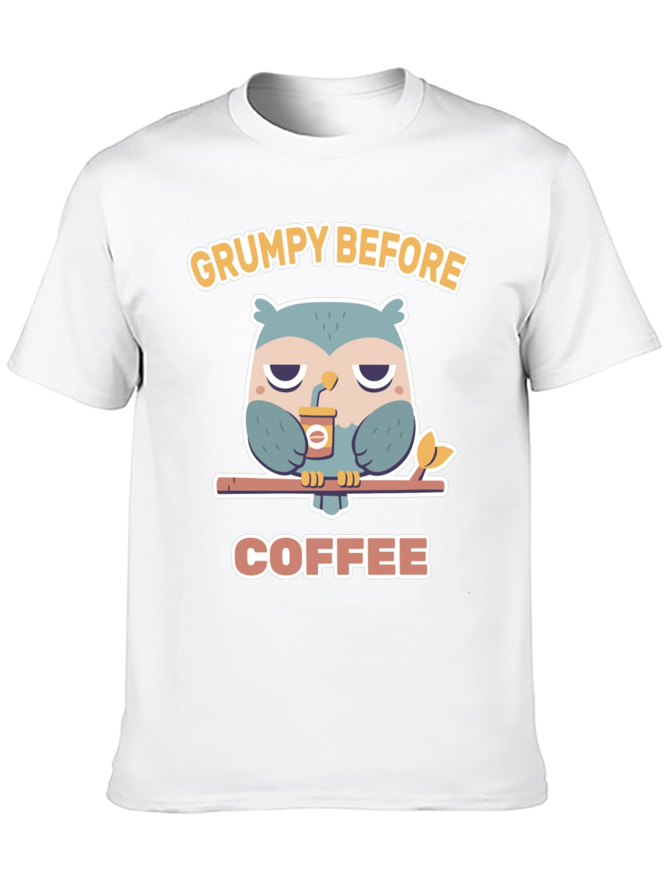 Black Grumpy Before Coffee Owl Graphic Tee view 10