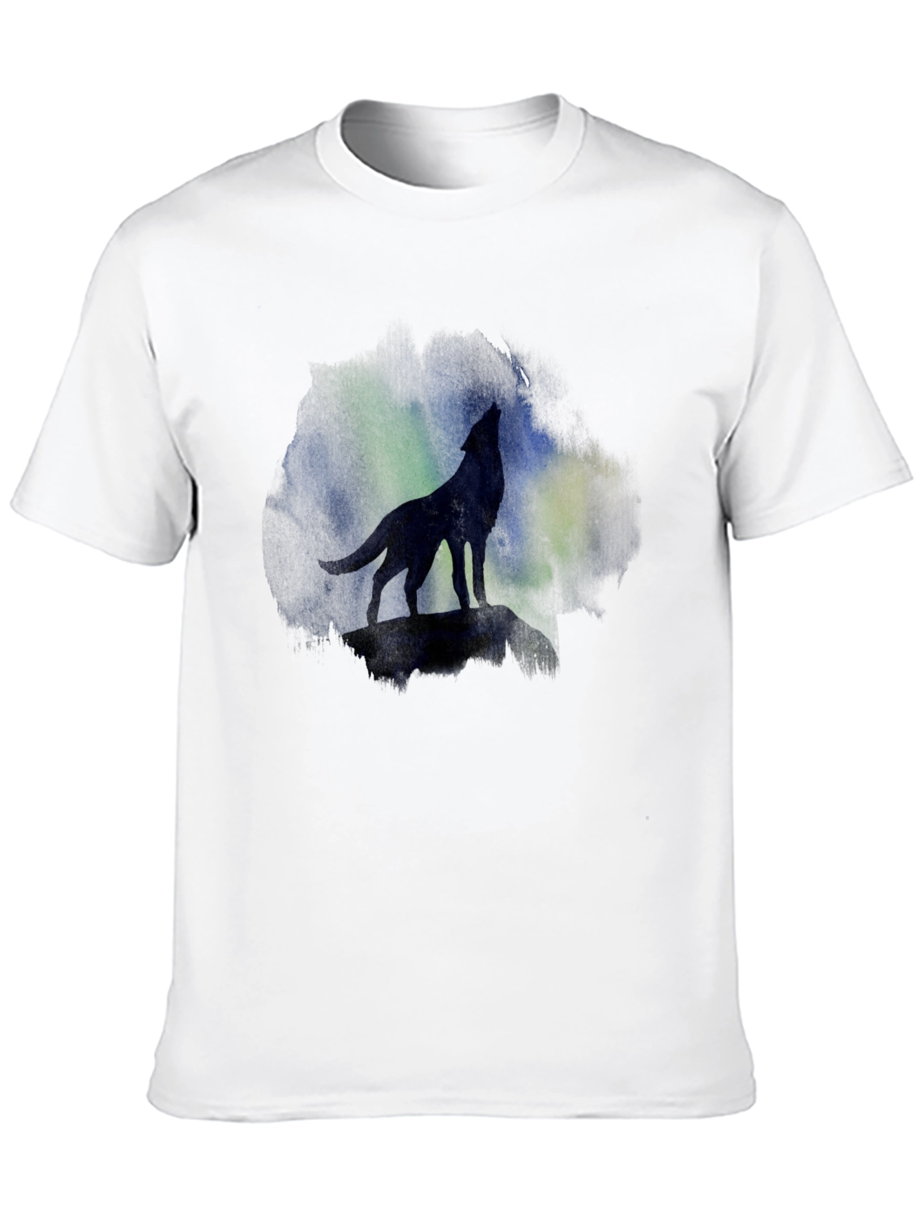 Black Wolf Howling at Aurora Borealis T-Shirt view 10