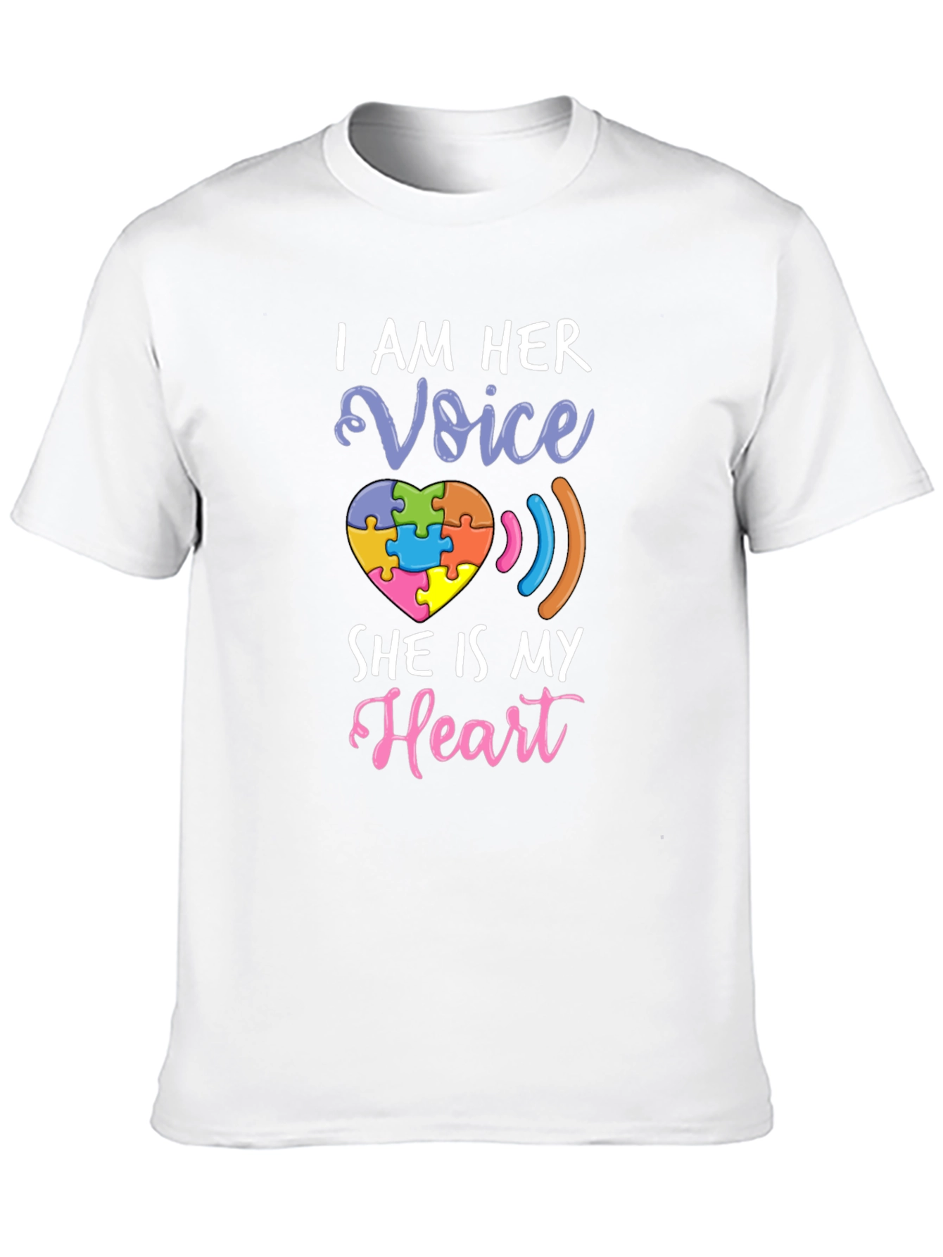 Black Autism Awareness T-Shirt - I Am Her Voice, She Is My Heart view 10