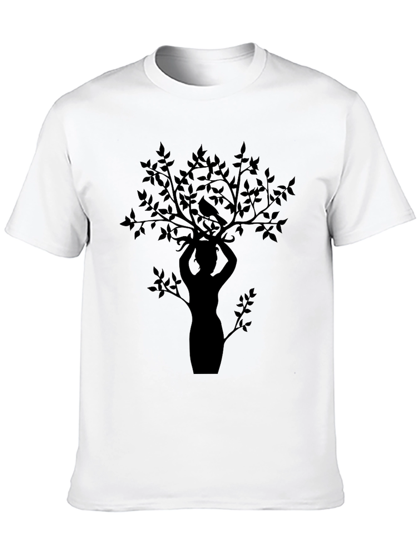 Black Nature Silhouette Graphic Tee - Black Cotton Blend view 10
