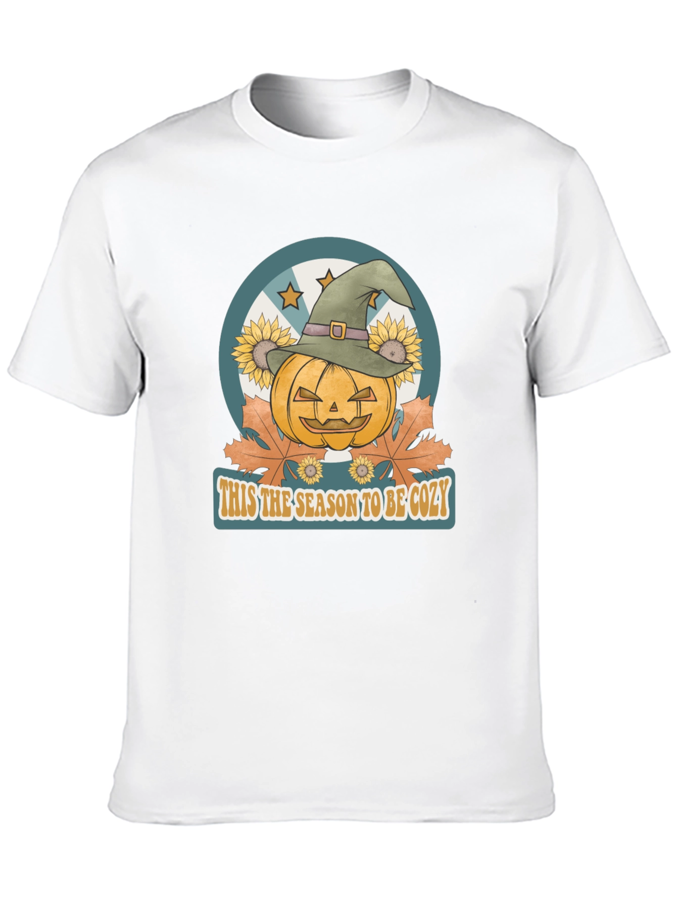 Black Cozy Season Pumpkin Witch Hat Graphic Tee view 10