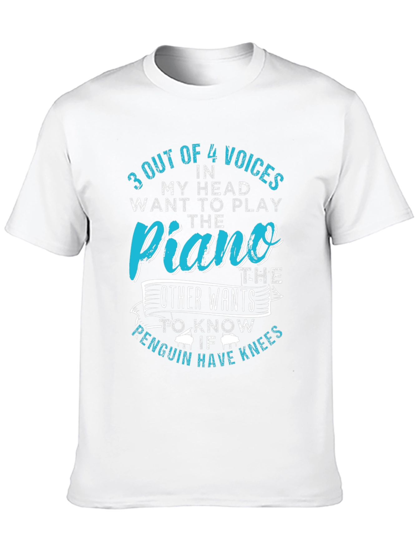 Black Funny Piano Penguin T-Shirt view 10
