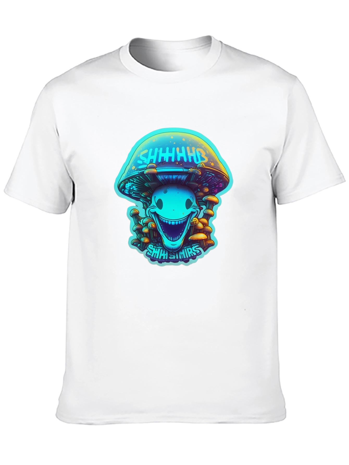 Black Trippy Mushroom Graphic Tee - Black Cotton Blend view 10
