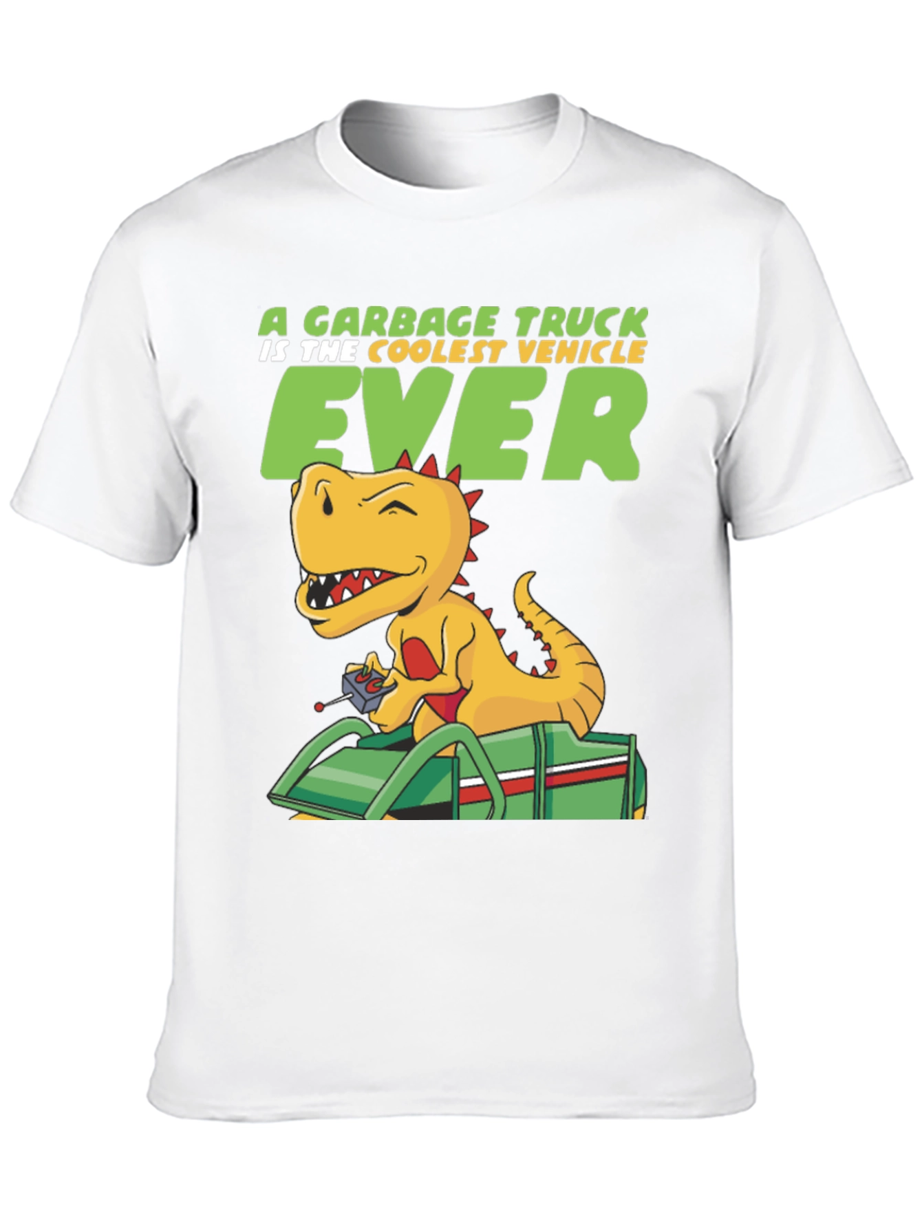 Black Cool Dinosaur Garbage Truck T-Shirt view 10