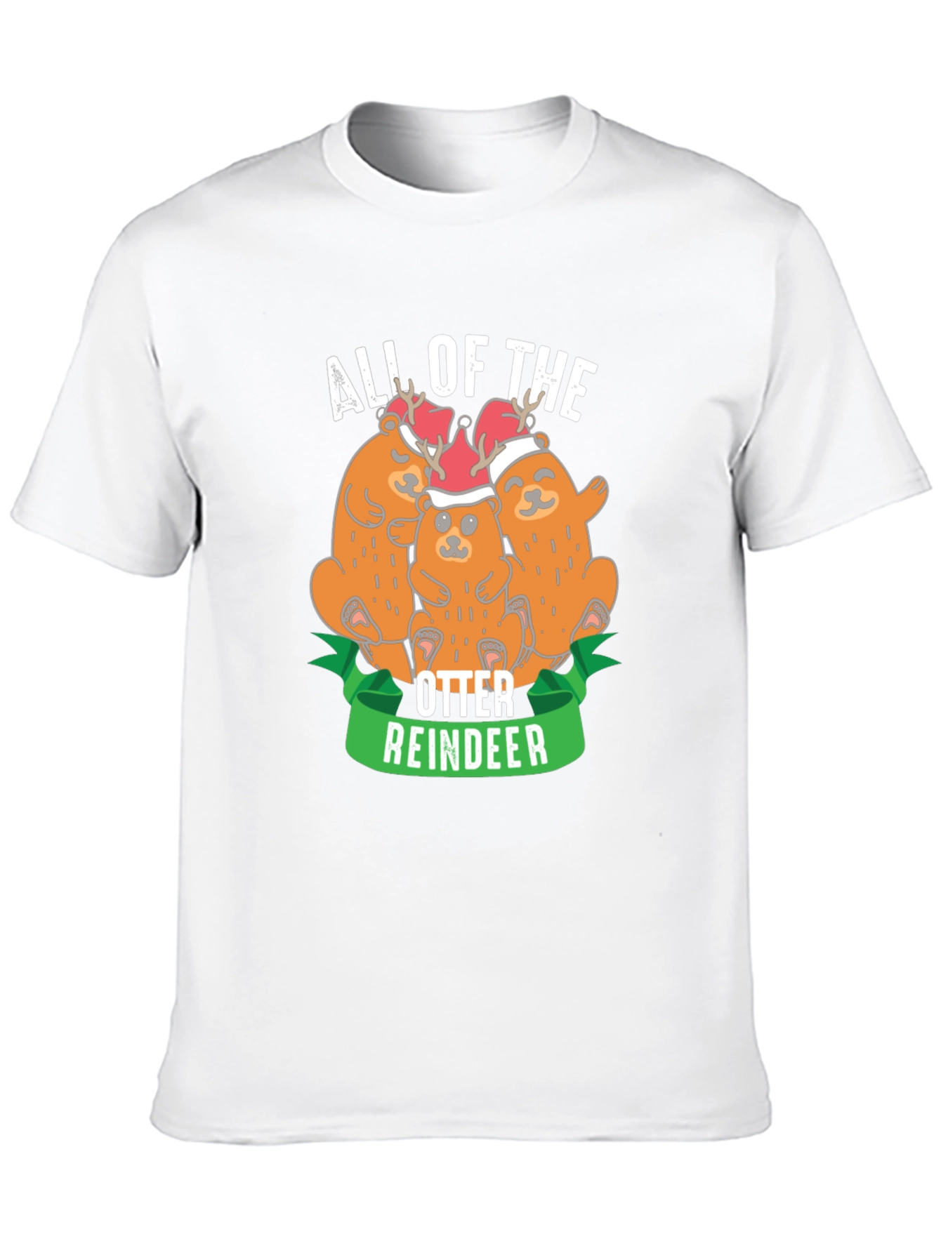 Black All of the Otter Reindeer Black T-Shirt view 10