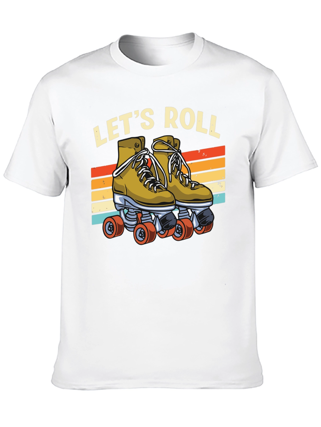 Black Let's Roll Retro Roller Skate T-Shirt view 10