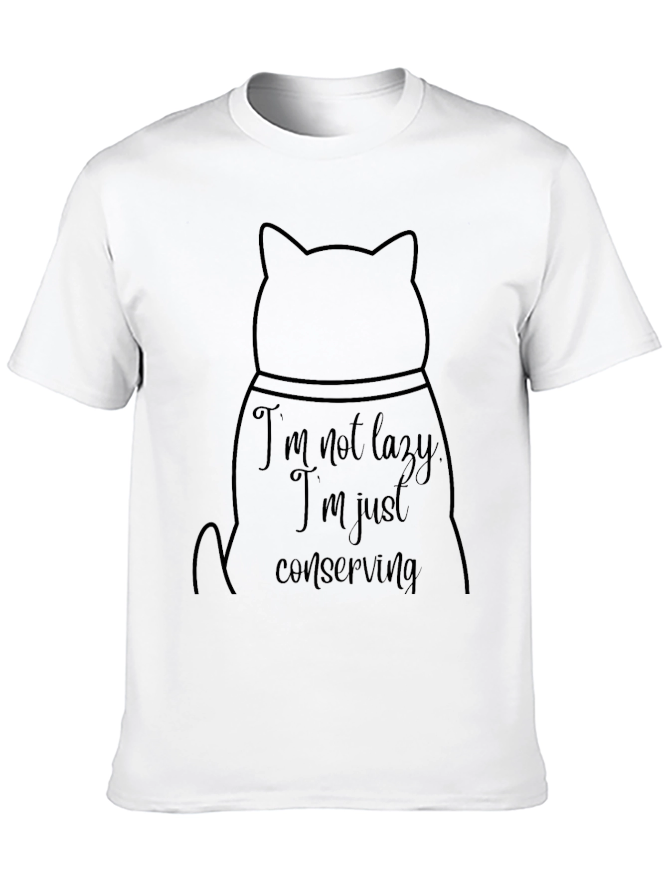 Black Funny Cat Conserving Energy Black T-Shirt view 10