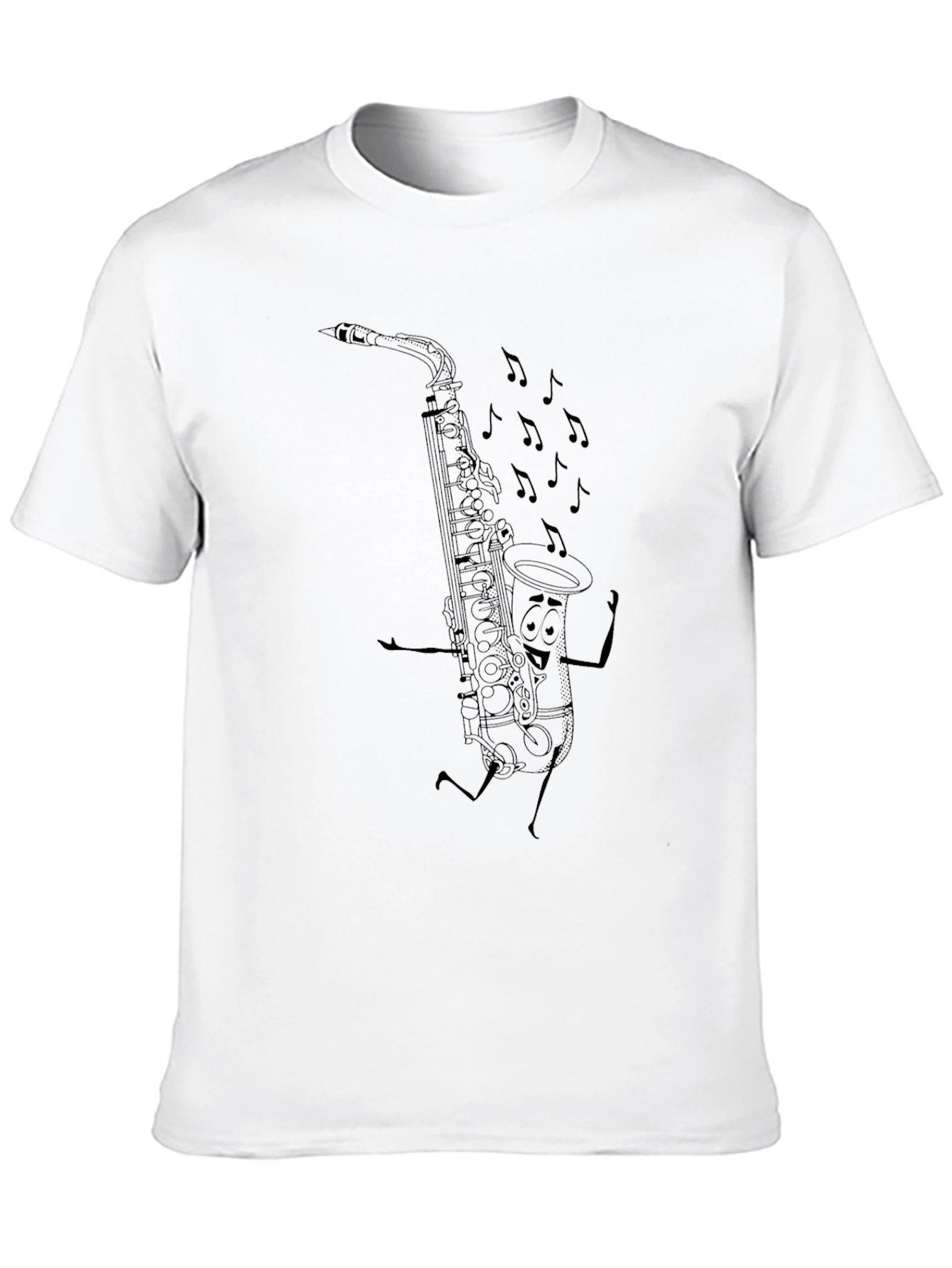 Black Cartoon Saxophone T-Shirt - Black view 10