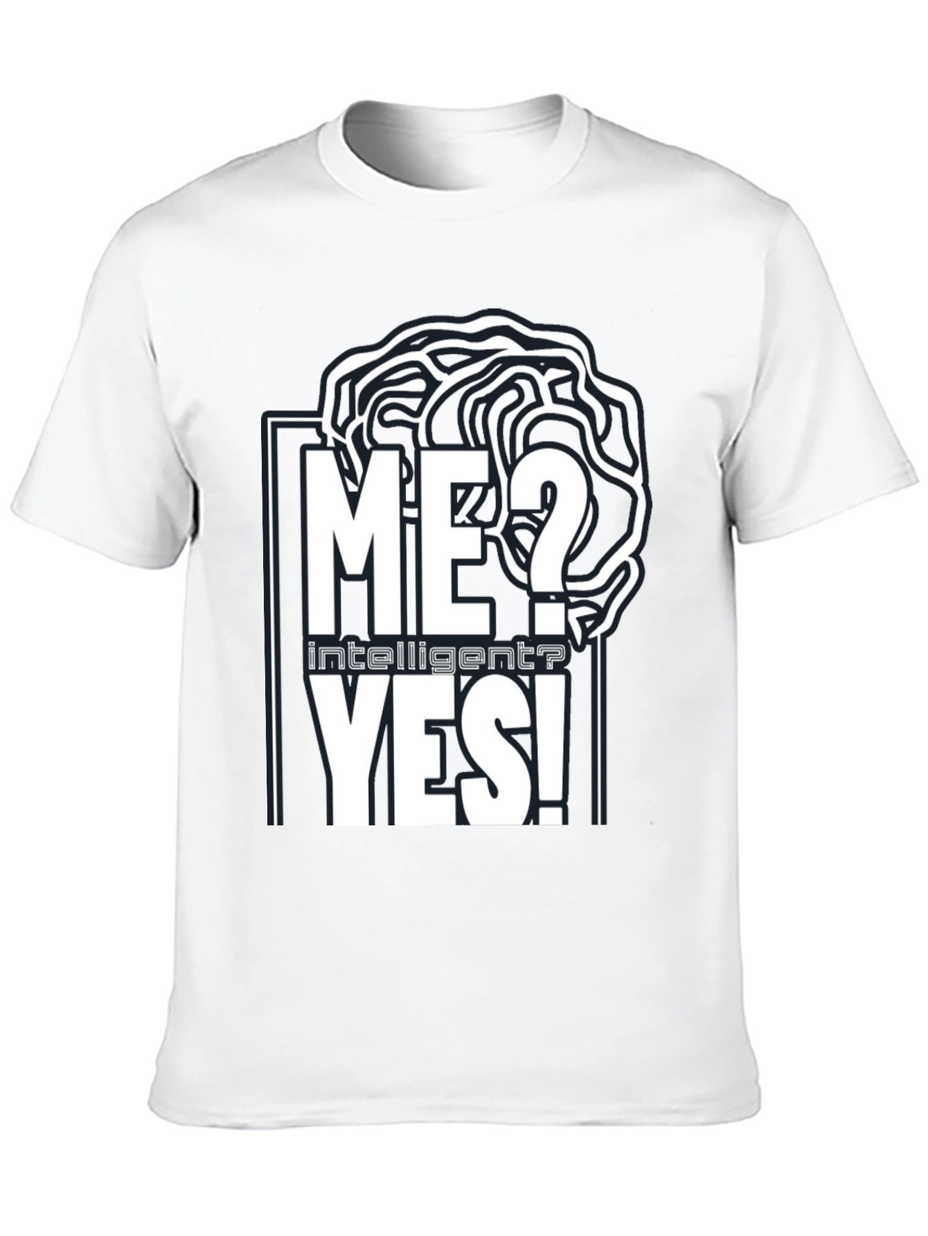 Black Intelligent YES! T-Shirt - Brain Design view 10