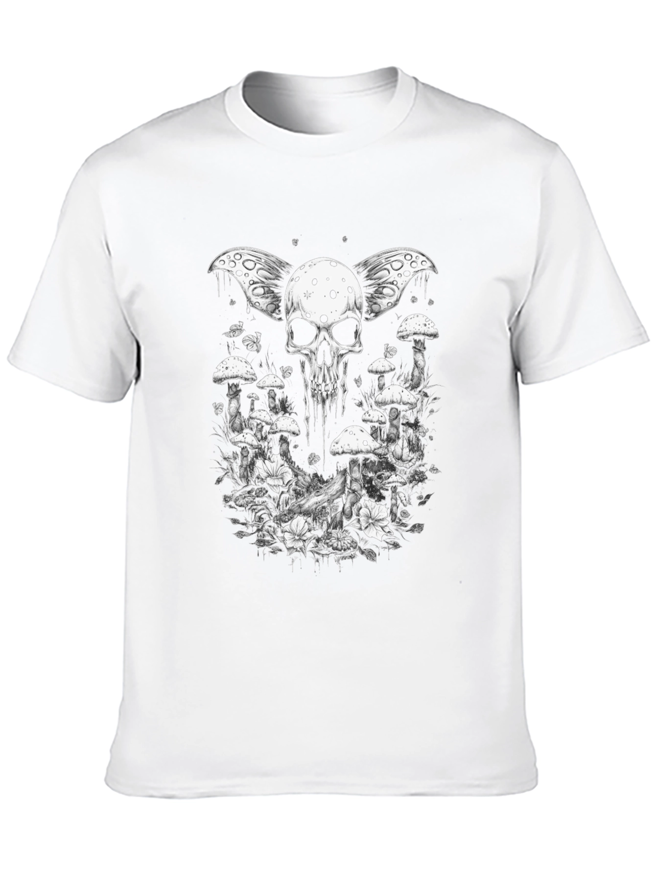 Black Skull & Mushroom Graphic Tee view 10