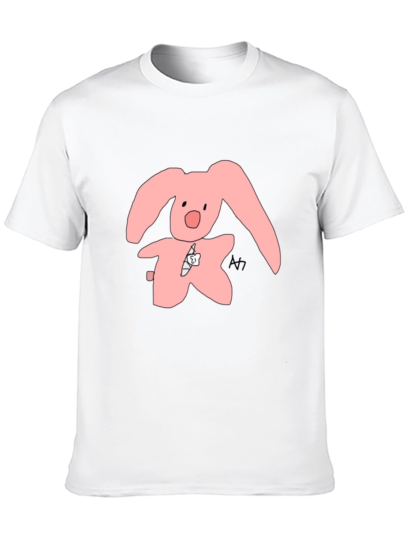 Black Pink Bunny Graphic Tee - Soft Cotton Blend view 10