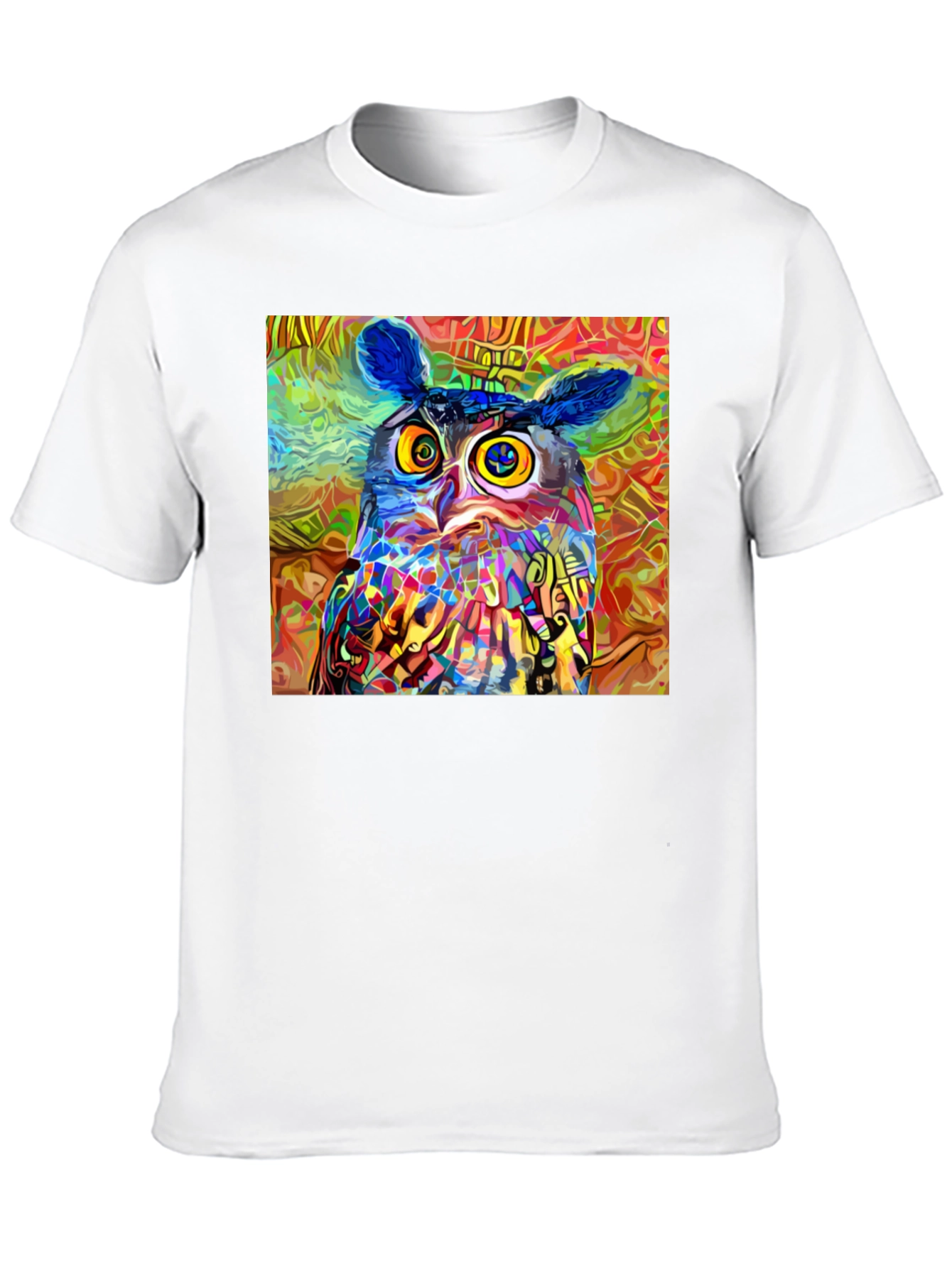 Black Psychedelic Owl Graphic Tee - Black Cotton Blend view 10