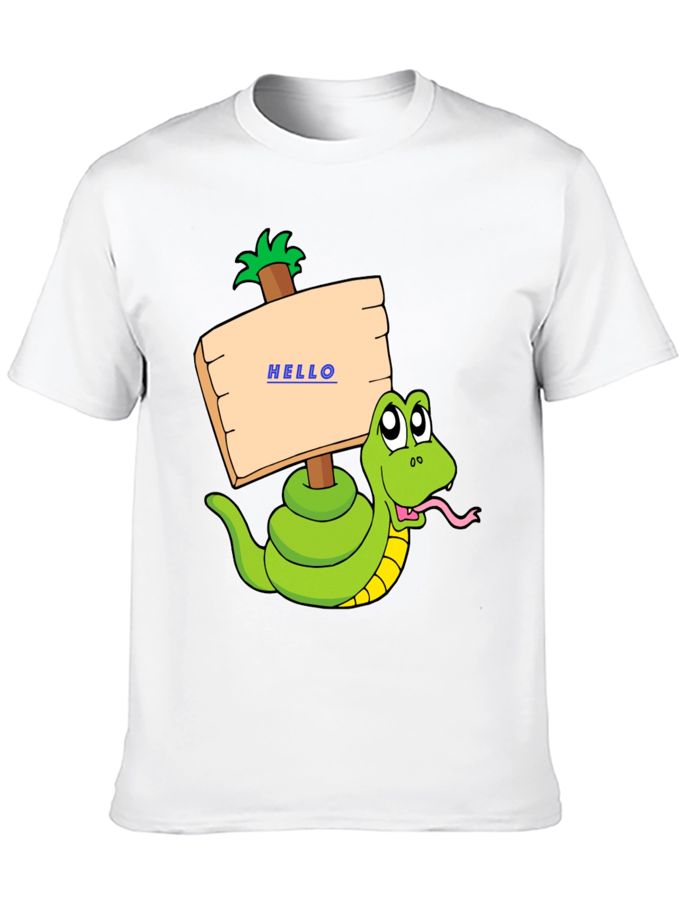 Black Funny Snake Graphic T-Shirt - Hello Sign view 10