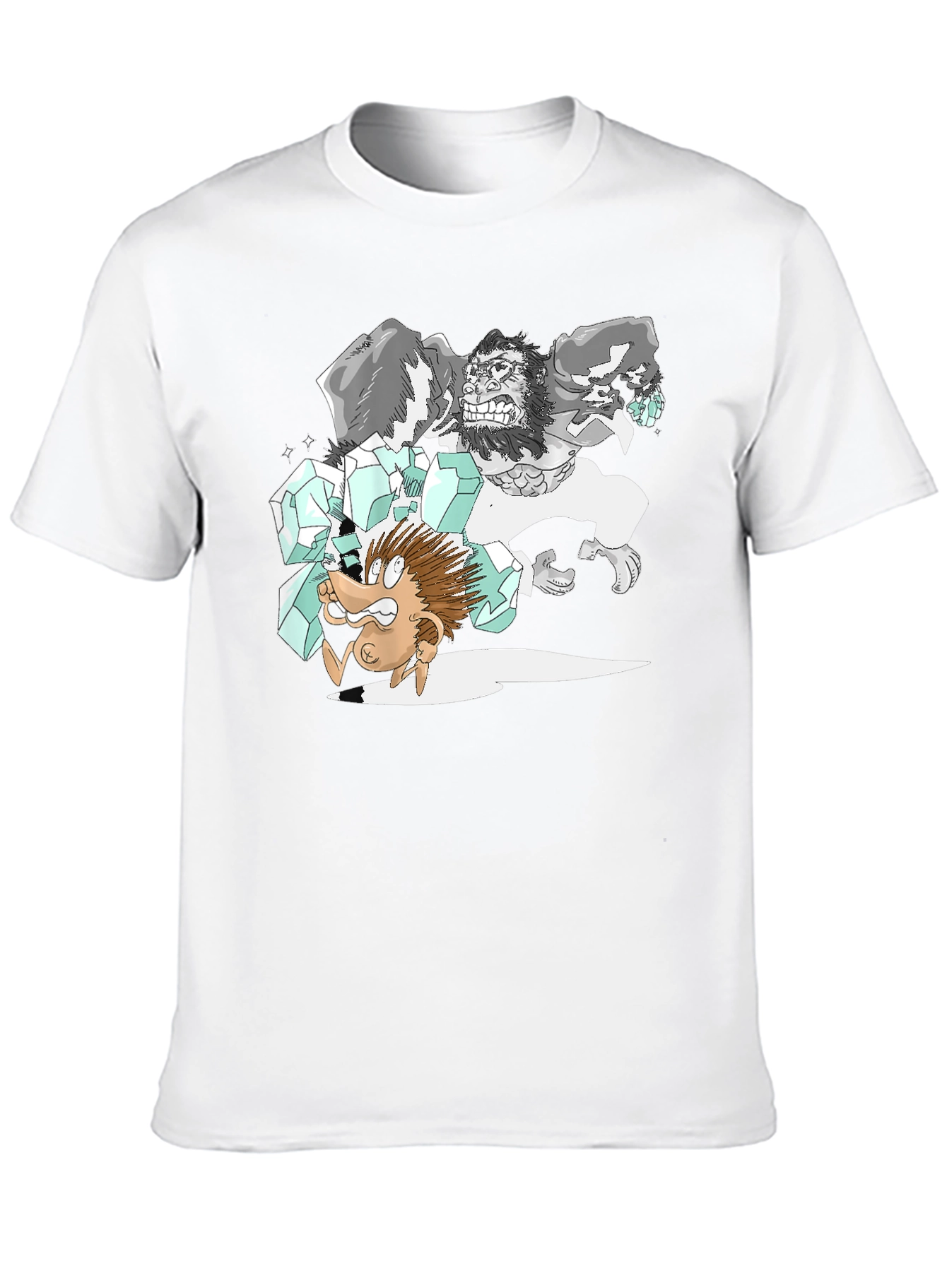 Black Cartoon Gorilla Graphic Tee - Black Cotton T-Shirt view 10