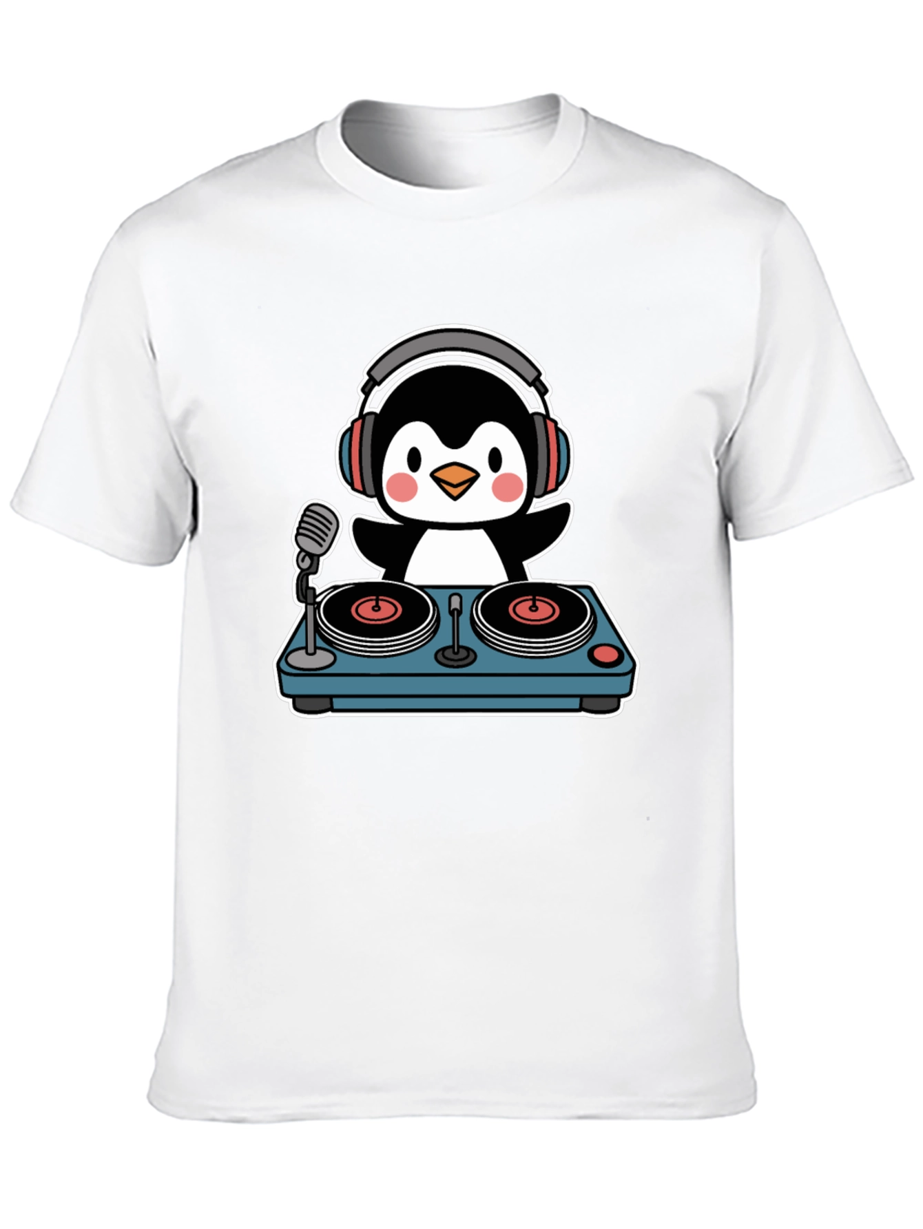 Black DJ Penguin Black T-Shirt - Music Lover's Tee view 10