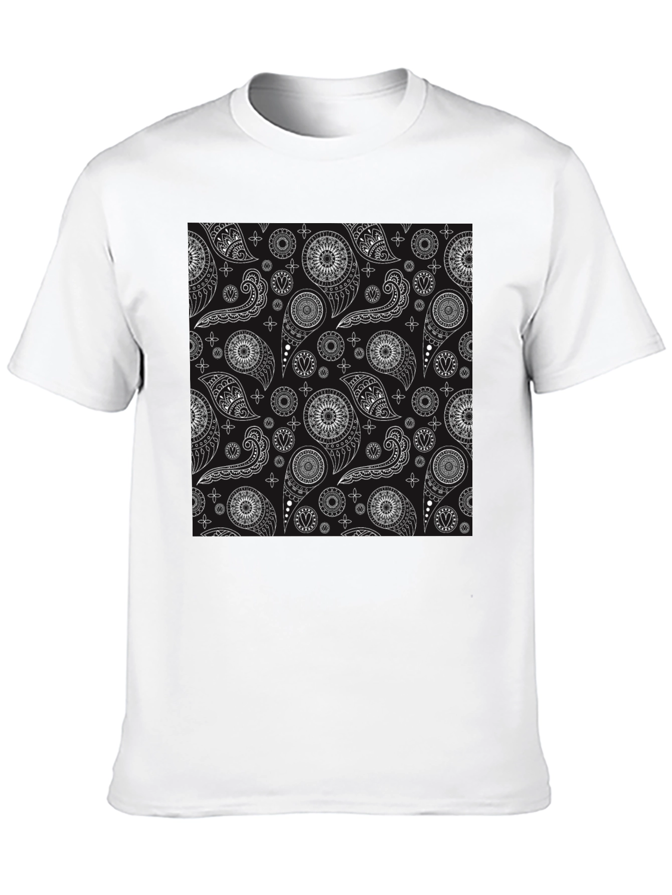 Black Black Paisley Pattern T-Shirt - Stylish and Unique view 10