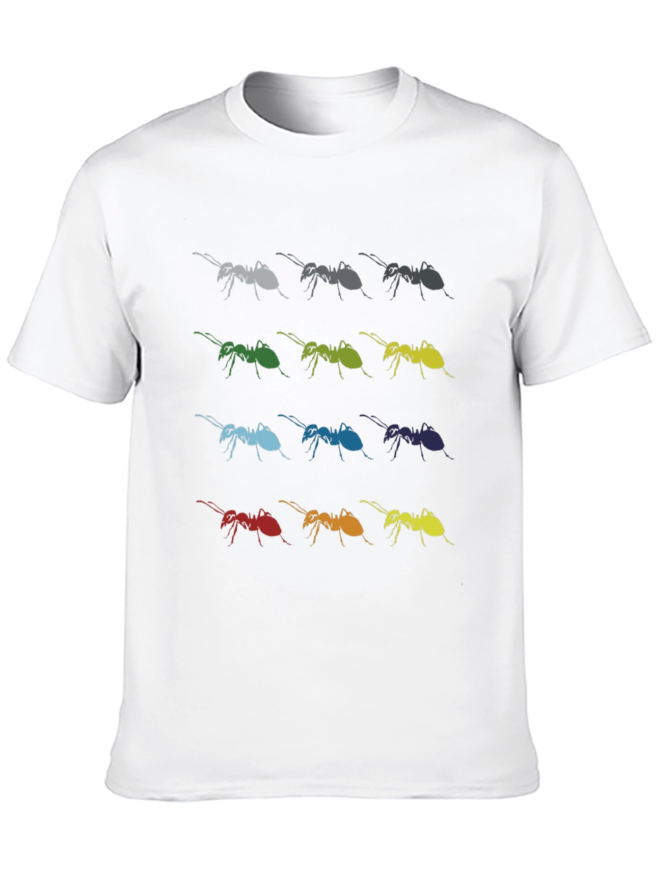 Black Colorful Ants Pattern Black T-Shirt view 10