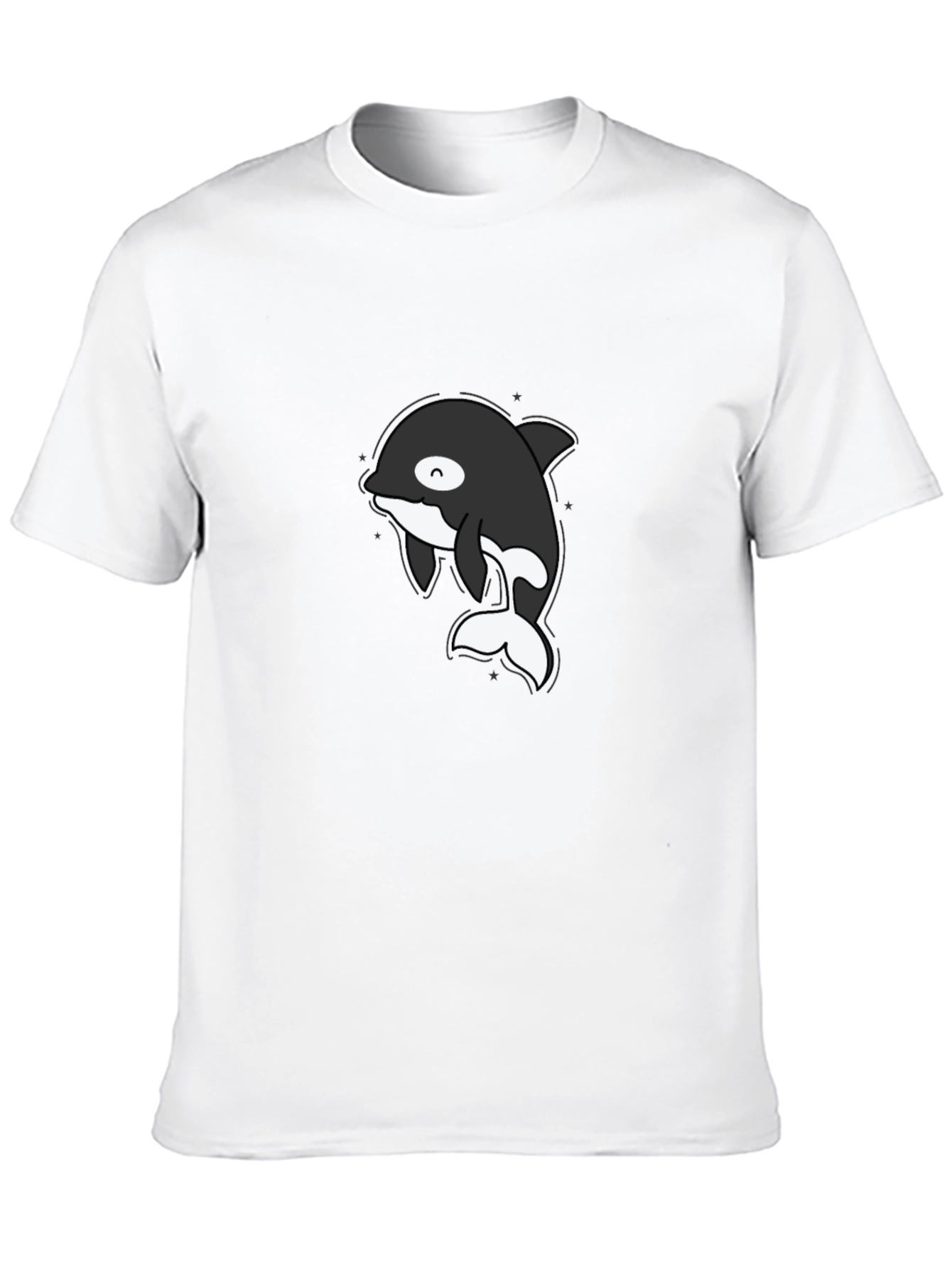 Black Cute Orca T-Shirt - Black Cotton Tee view 10