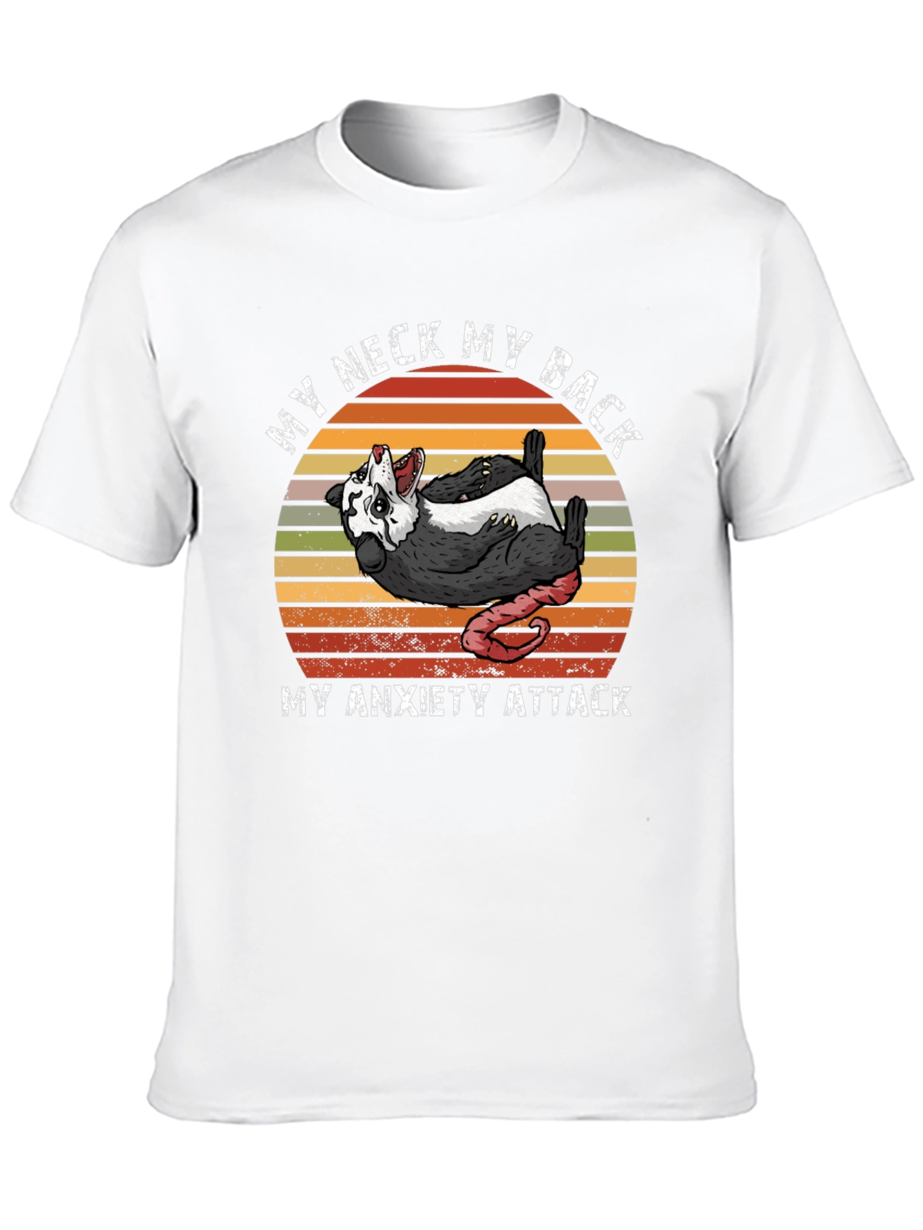 Black Funny Opossum Anxiety Attack Graphic T-Shirt view 10