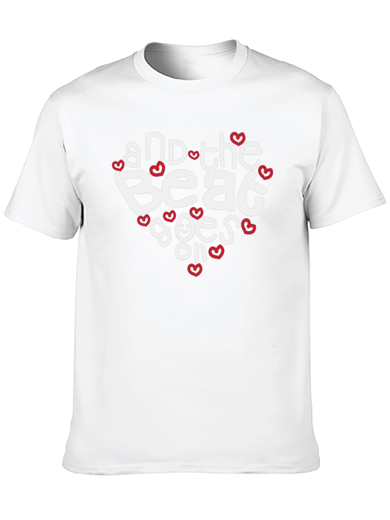 Black And The Beat Goes On T-Shirt - Stylish Heart Design view 10