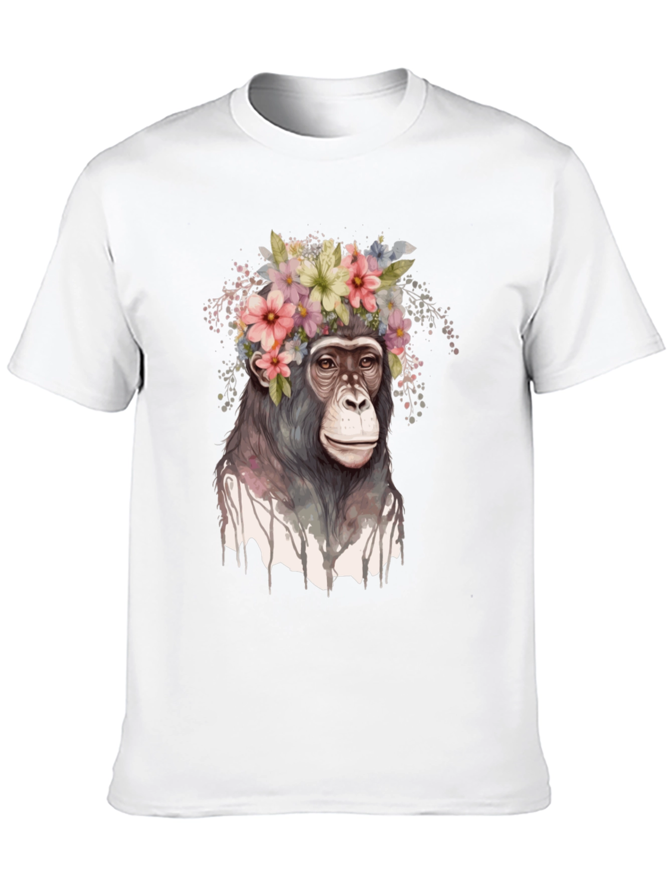 Black Floral Crown Chimp Graphic Tee view 10