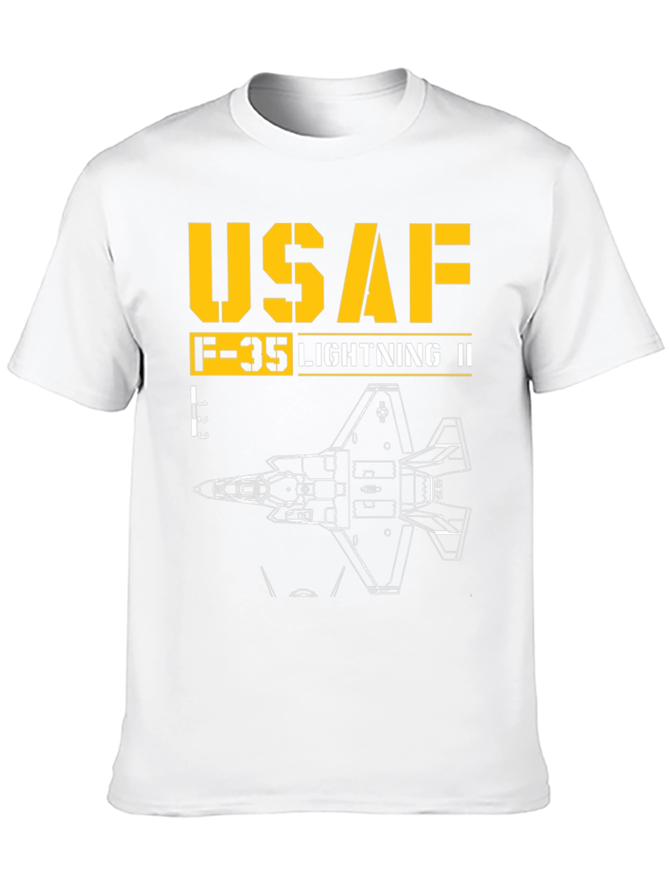 Black USAF F-35 Lightning II Blueprint T-Shirt view 10