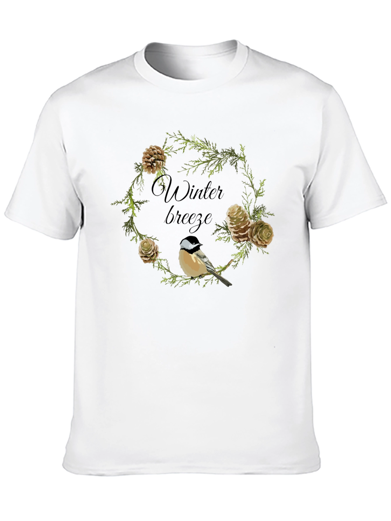 Black Winter Breeze Bird & Pine Cone Graphic Tee view 10