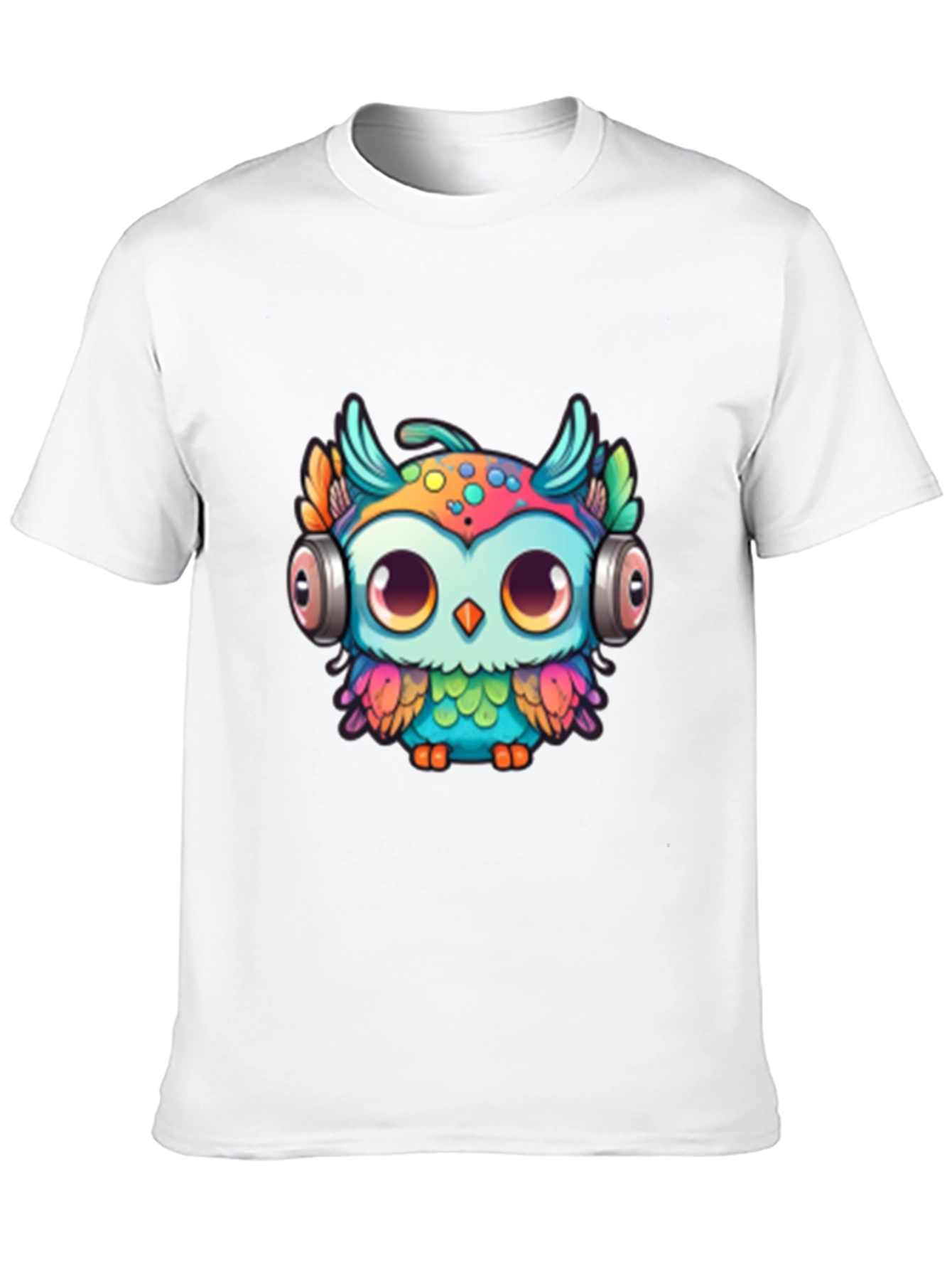 Black Owl with Headphones Graphic Tee - Black view 10