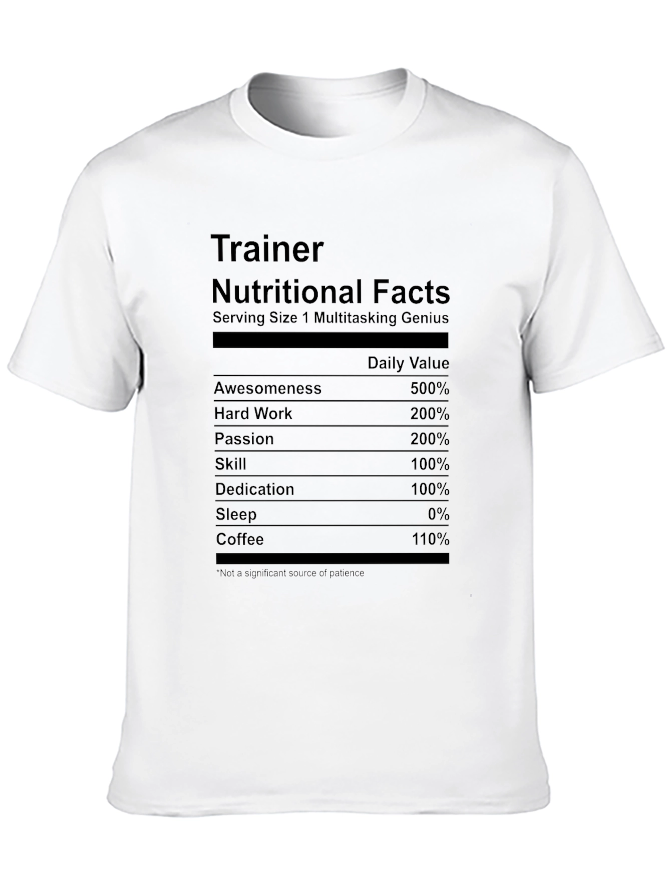 Trainer Nutritional Facts Graphic T-Shirt - 10