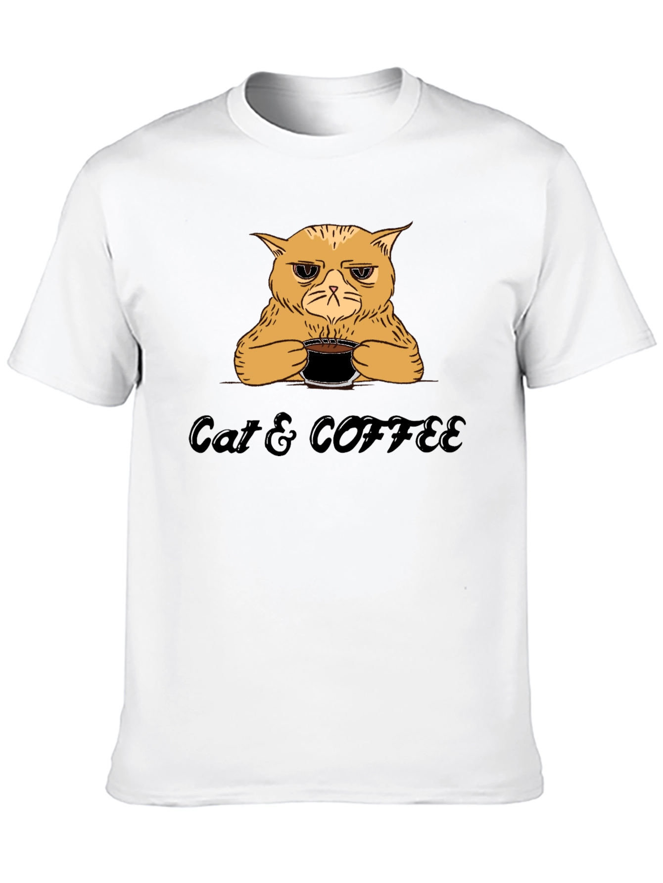 Black Cat & Coffee Graphic T-Shirt - Funny Novelty Tee view 10