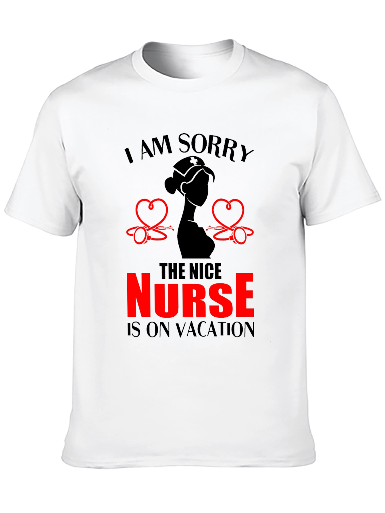 Black Funny Nurse Vacation T-Shirt - Black view 10