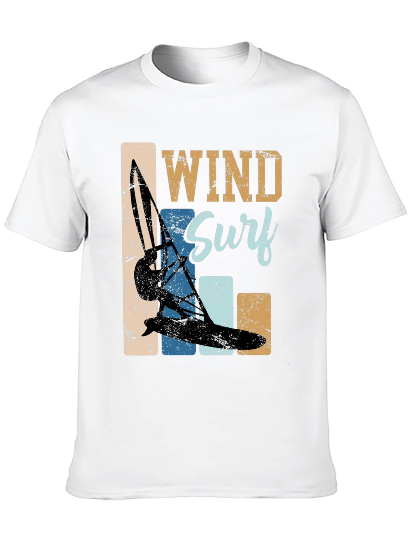 Black Wind Surf Graphic Tee - Retro Water Sports T-Shirt view 10