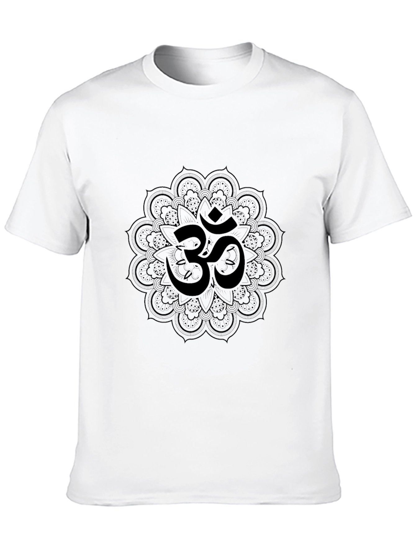 Black Om Mandala Black Graphic T-Shirt view 10